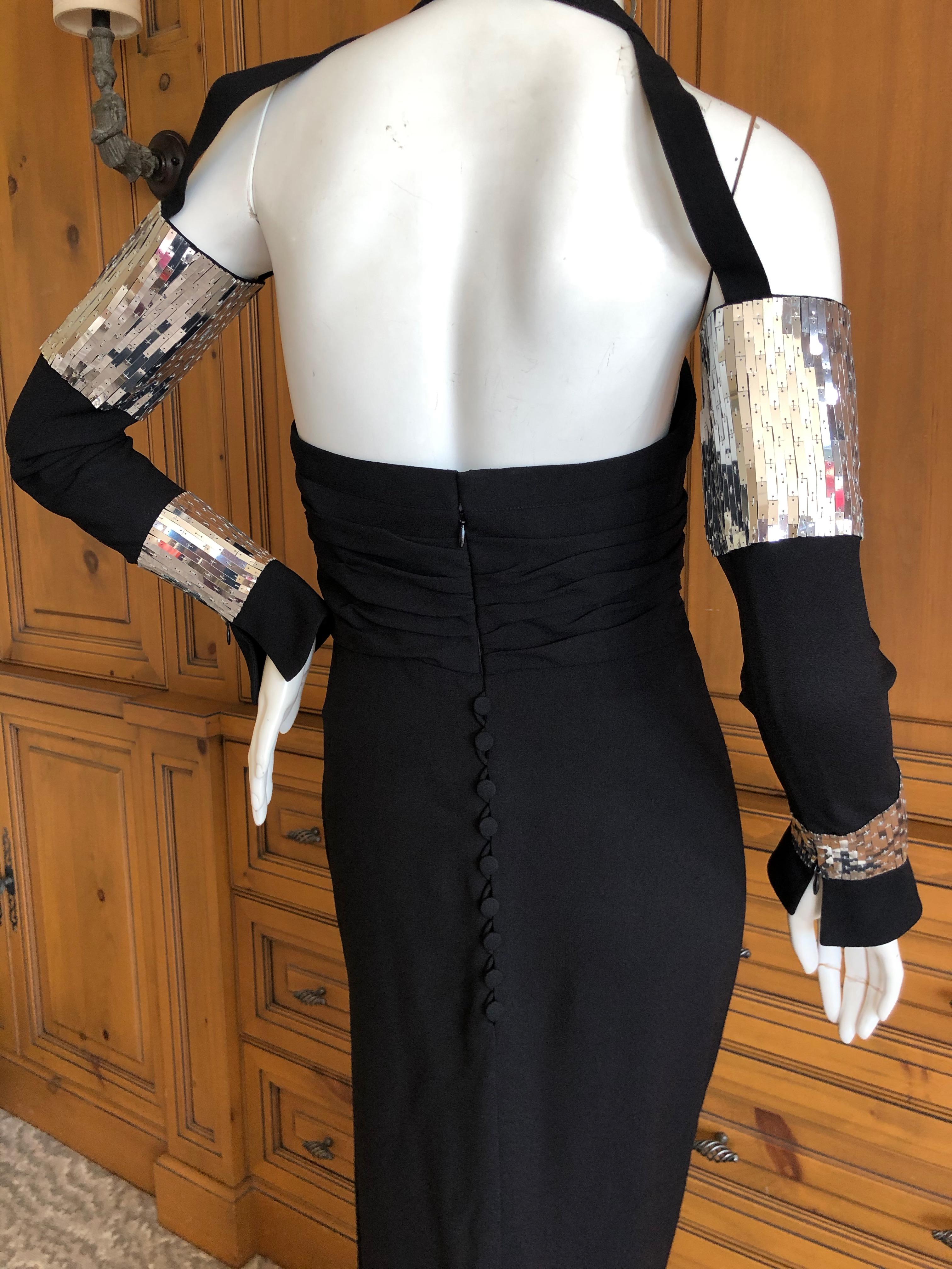 Karl Lagerfeld 1984 Evening Dress with Sequin Sleeves Attached by Bondage Straps For Sale 1