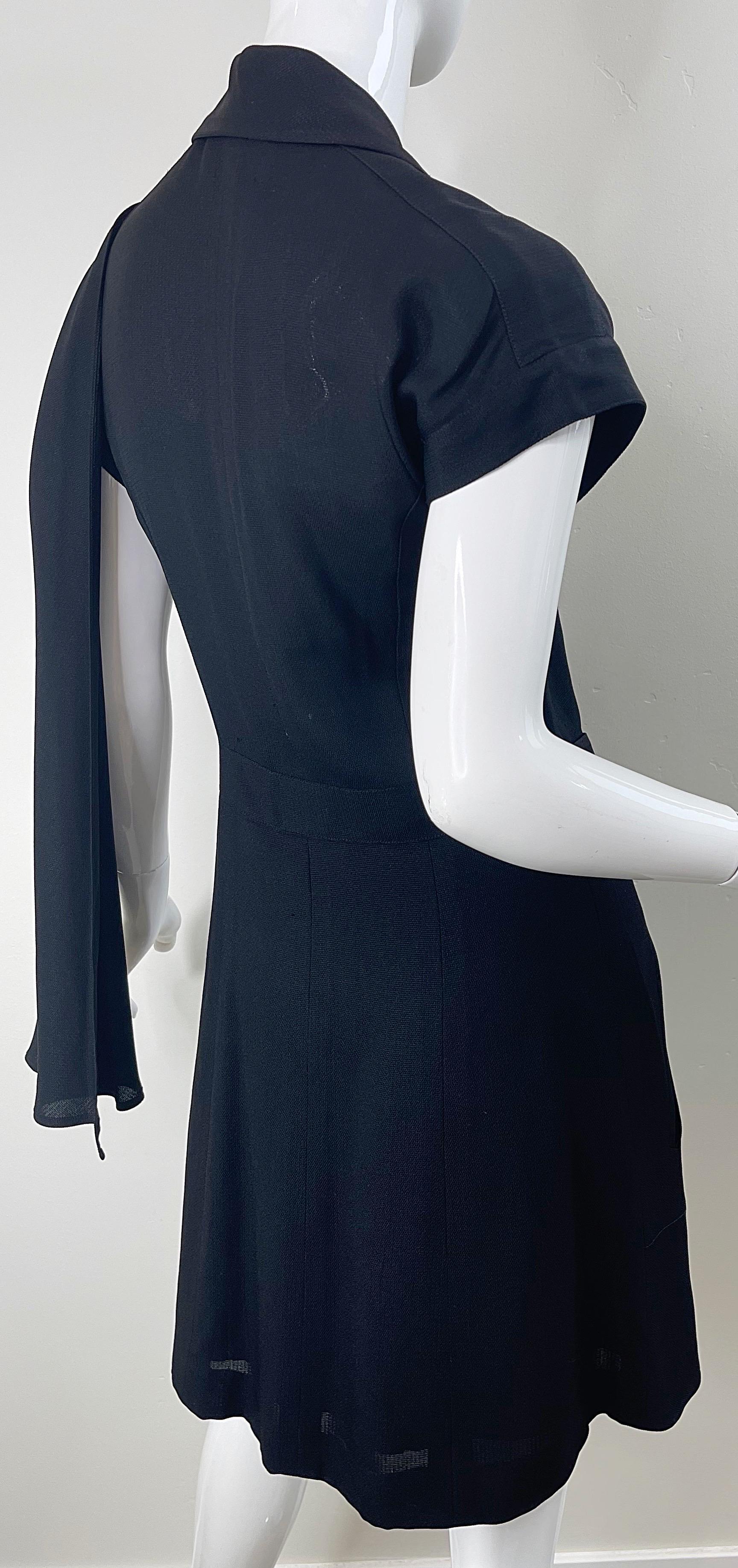 Karl Lagerfeld 1990s Black Avant Garde Vintage 90s Sash Zipper Mini Dress For Sale 6