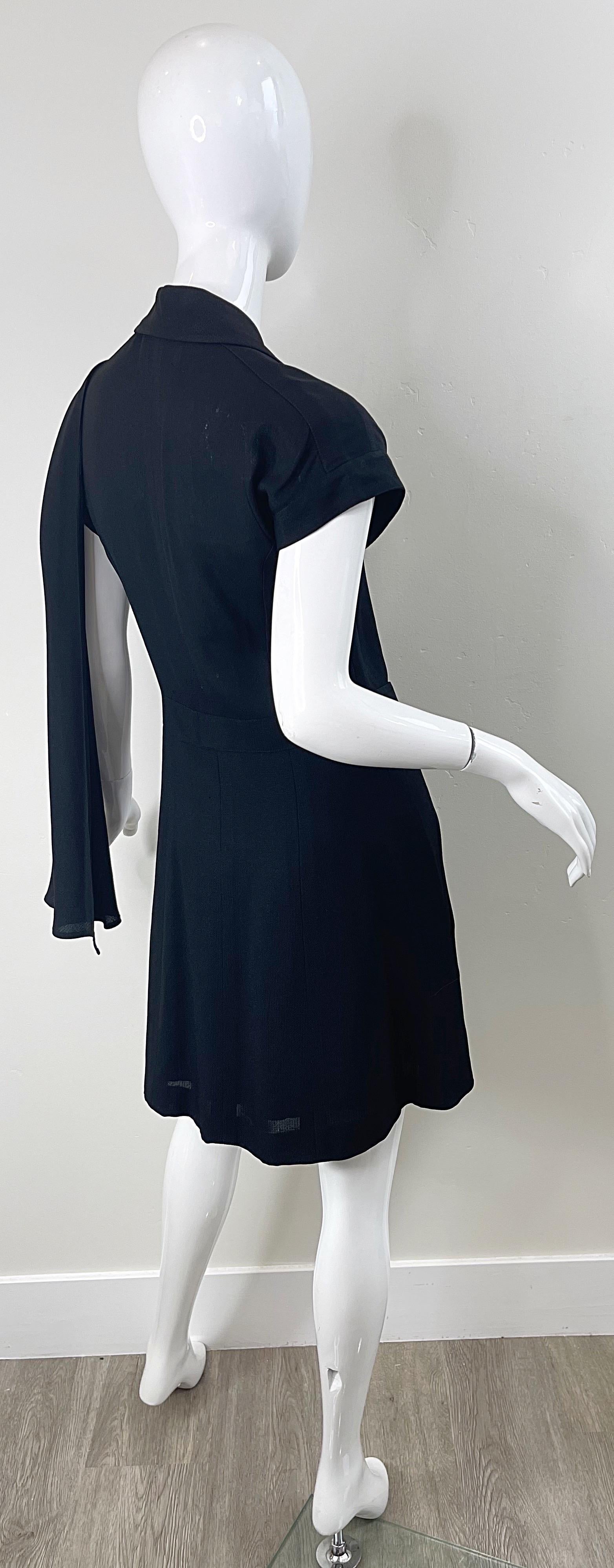 Karl Lagerfeld 1990s Black Avant Garde Vintage 90s Sash Zipper Mini Dress For Sale 9