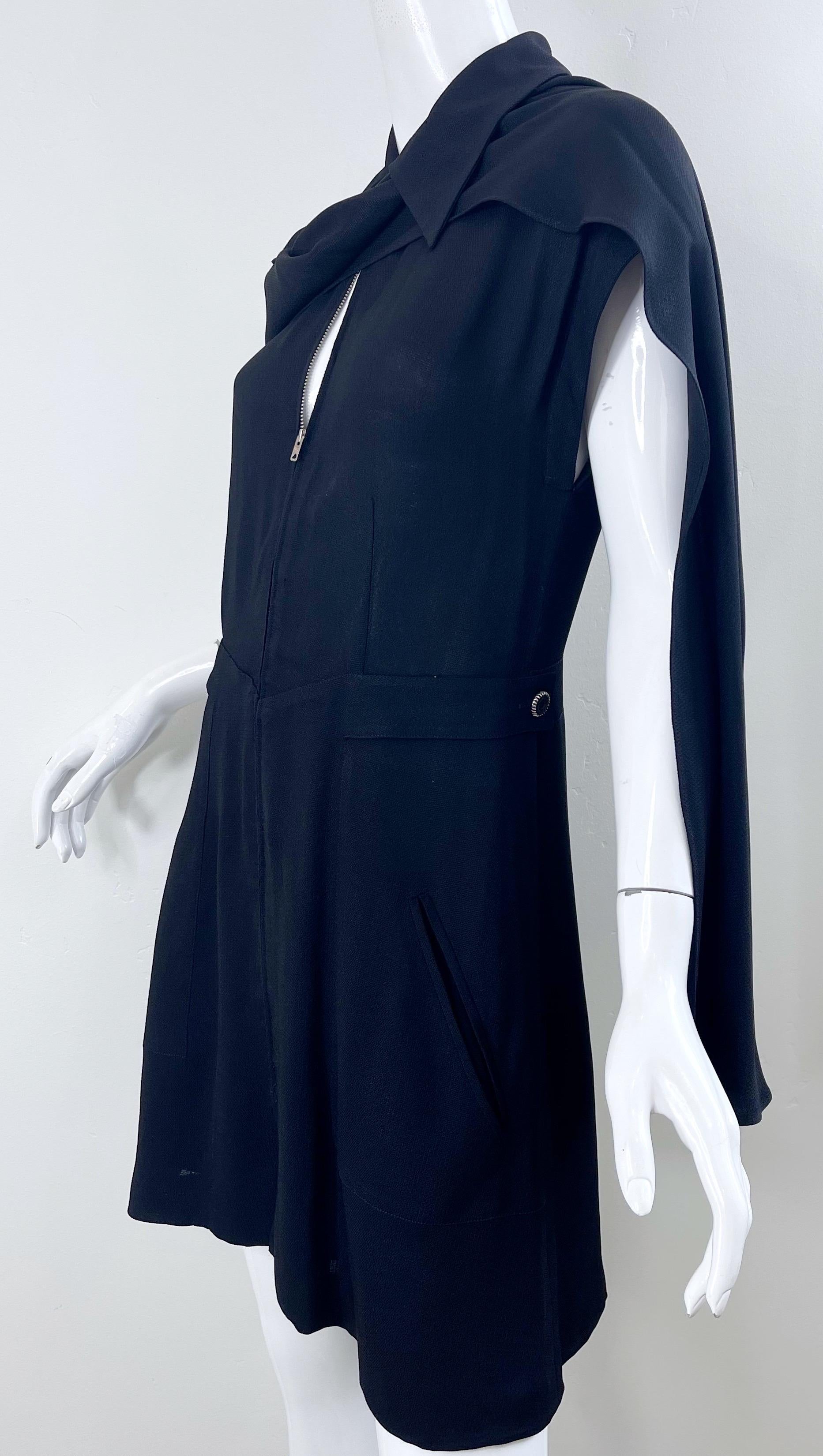Karl Lagerfeld 1990s Black Avant Garde Vintage 90s Sash Zipper Mini Dress For Sale 11