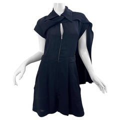 Karl Lagerfeld 1990s nero Avant Garde Vintage 90s Sash Zipper Mini Dress