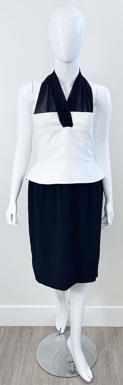 Karl Lagerfeld 1990s Size 42 / 8 Black and White Silk Chiffon Vintage 90s Dress