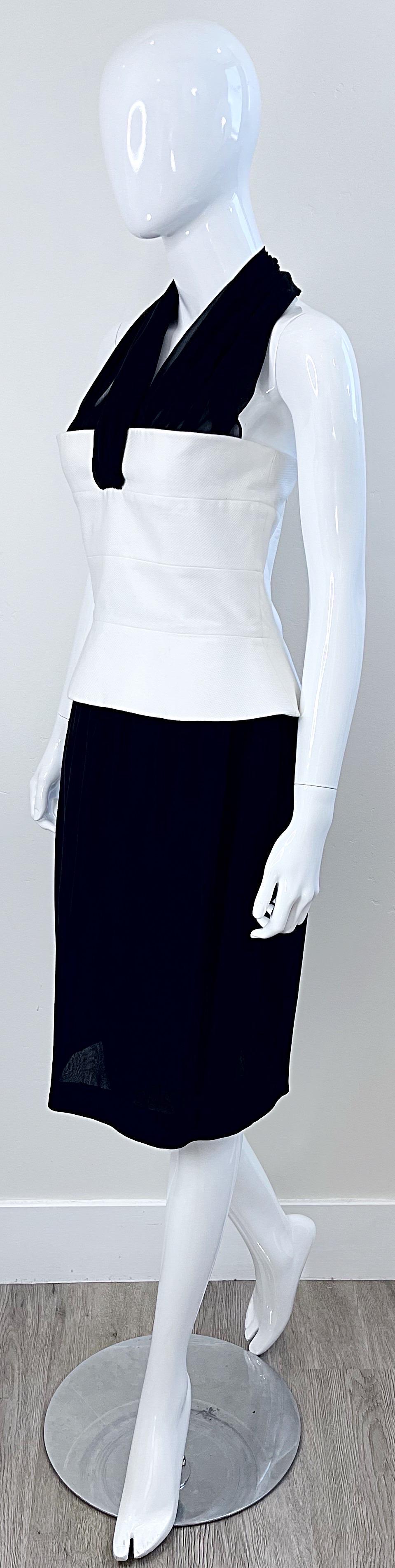 Karl Lagerfeld 1990s Size 42 / 8 Black and White Silk Chiffon Vintage 90s Dress For Sale 2