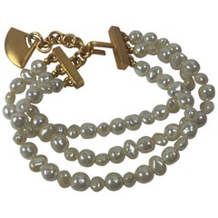 Karl Lagerfeld 3 Row Pearl Bracelet