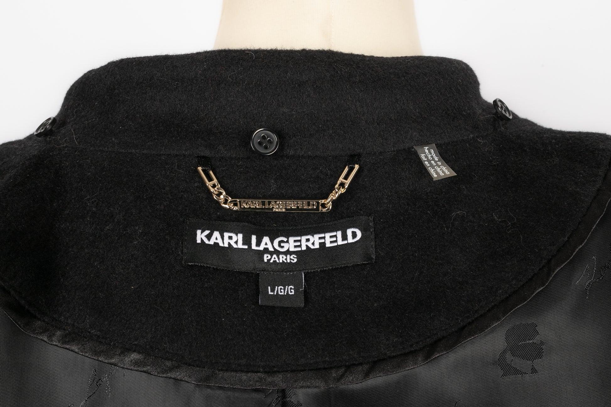 Karl Lagerfeld Black Blended Wool Jacket For Sale 8