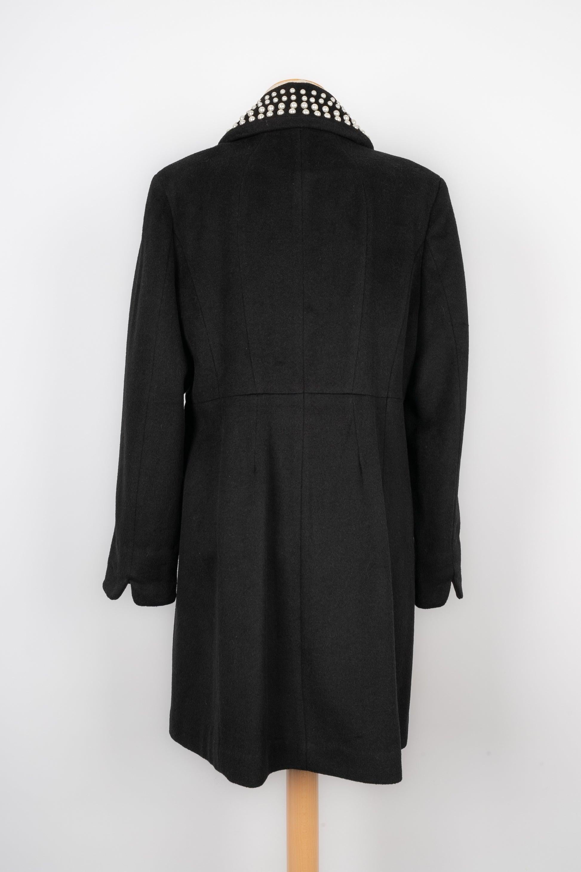Karl Lagerfeld Black Blended Wool Jacket In Excellent Condition For Sale In SAINT-OUEN-SUR-SEINE, FR