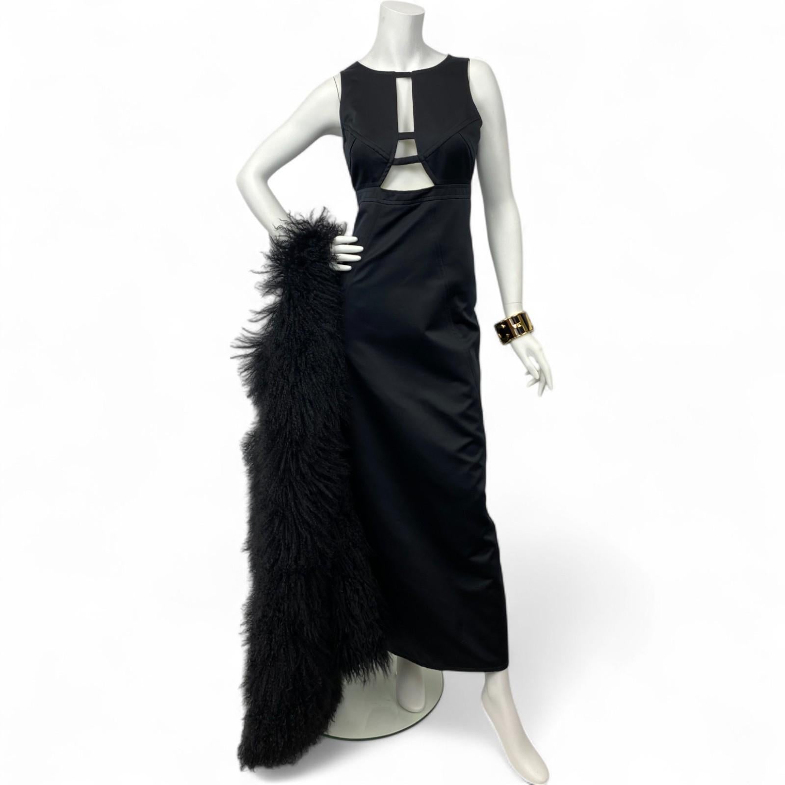 Karl Lagerfeld Vestido Negro Recortado Sz: 42 en venta 6