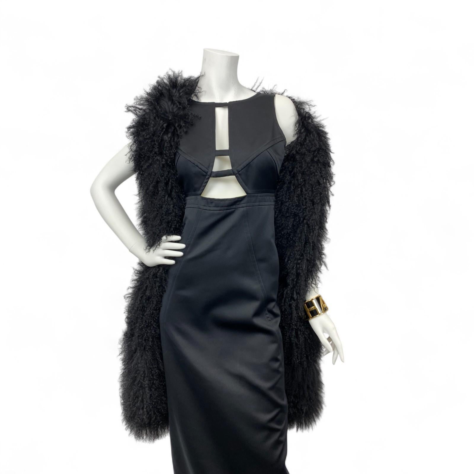 Karl Lagerfeld Vestido Negro Recortado Sz: 42 en venta 3