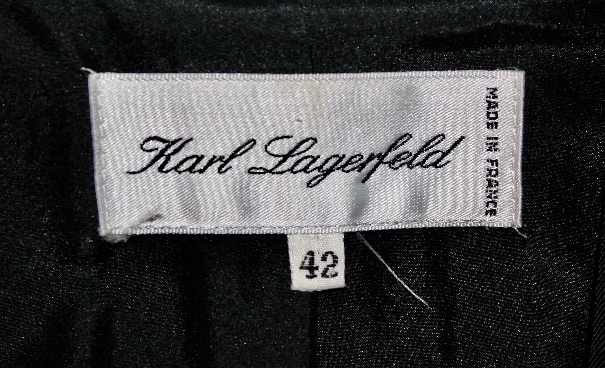 Karl Lagerfeld Schwarze Jacke mit weißem Besatz im Angebot 8