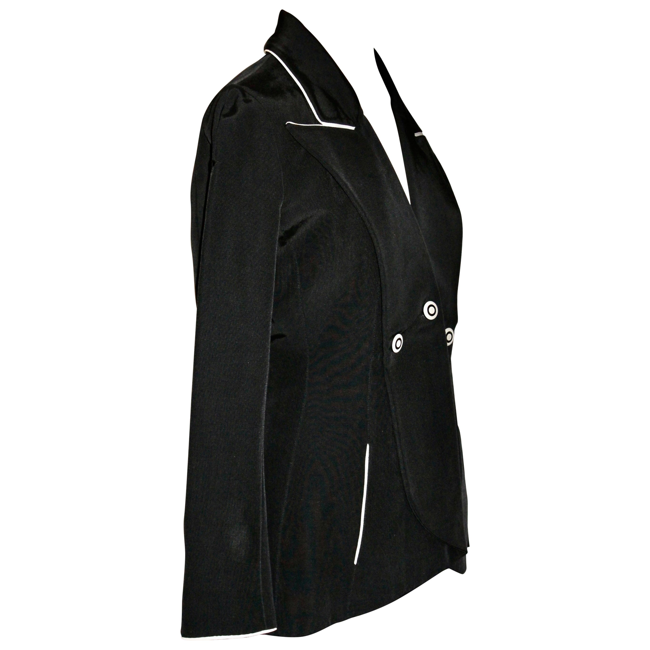 Karl Lagerfeld Schwarze Jacke mit weißem Besatz