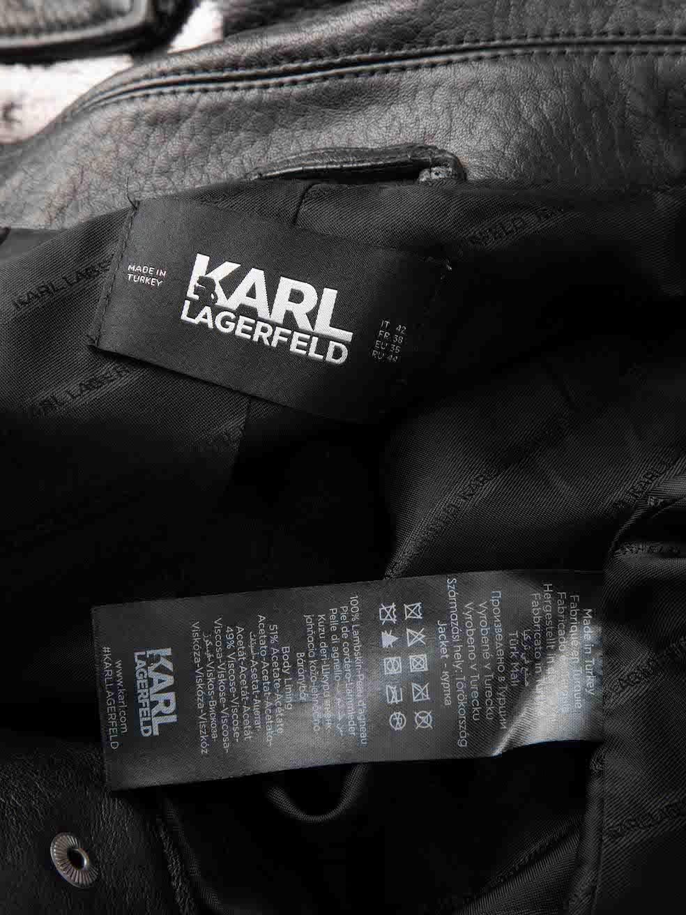 Karl Lagerfeld Black Leather ‚ÄúForever Karl‚Äù Jacket Size M For Sale 1