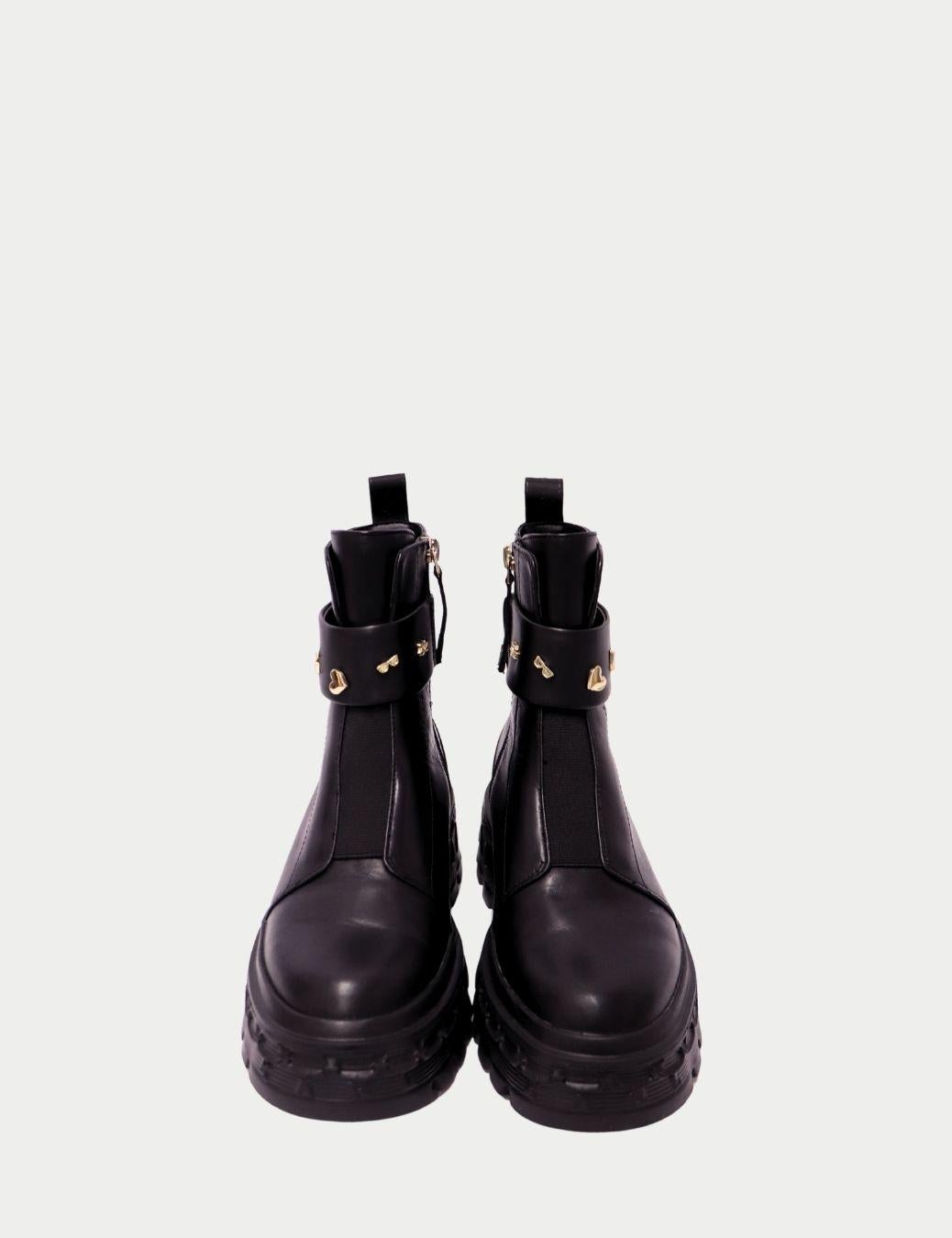 Karl Lagerfeld Bottes en cuir noir avec charmes dorés - EU 38 Pour femmes en vente