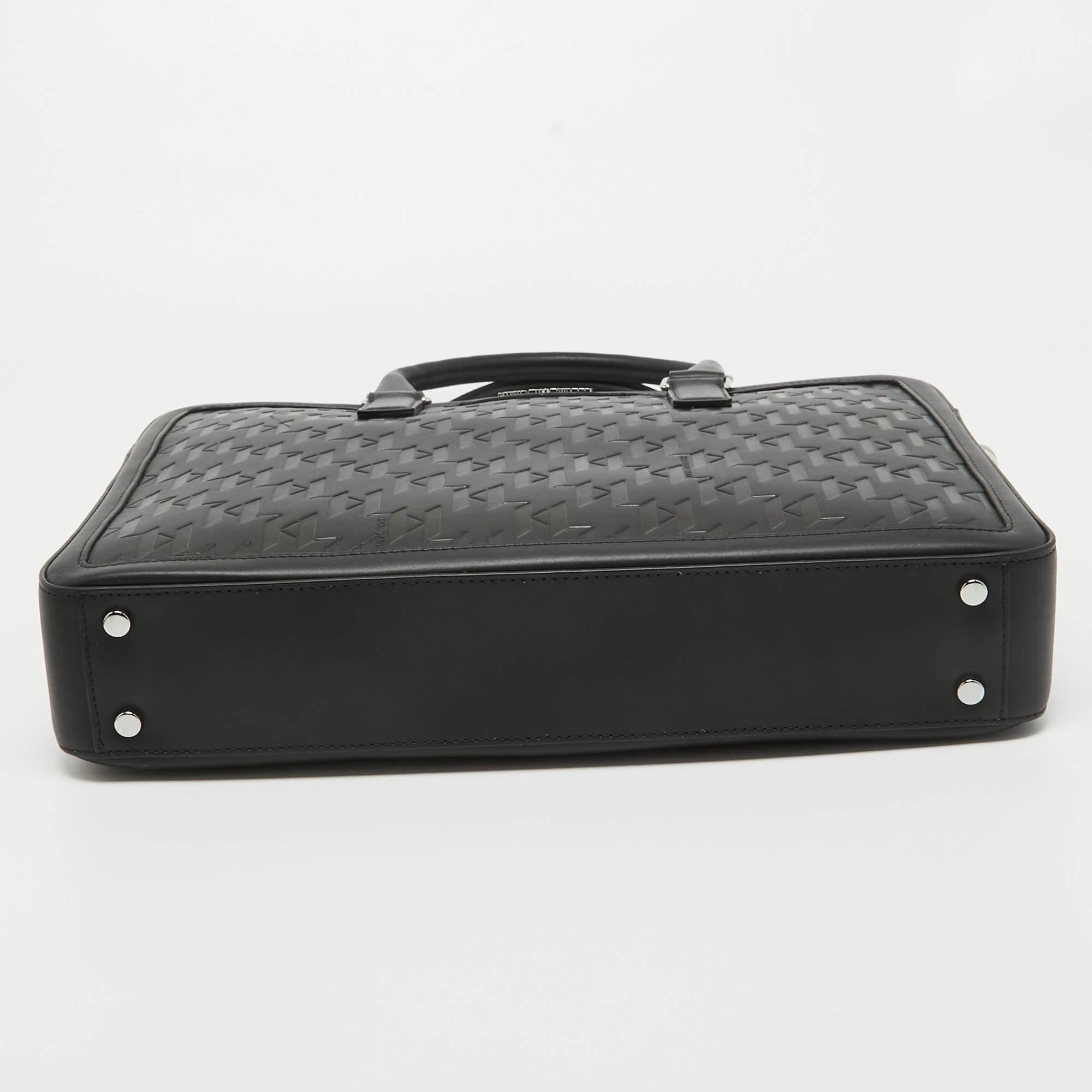 Karl Lagerfeld Black Leather K/Loom Briefcase 1