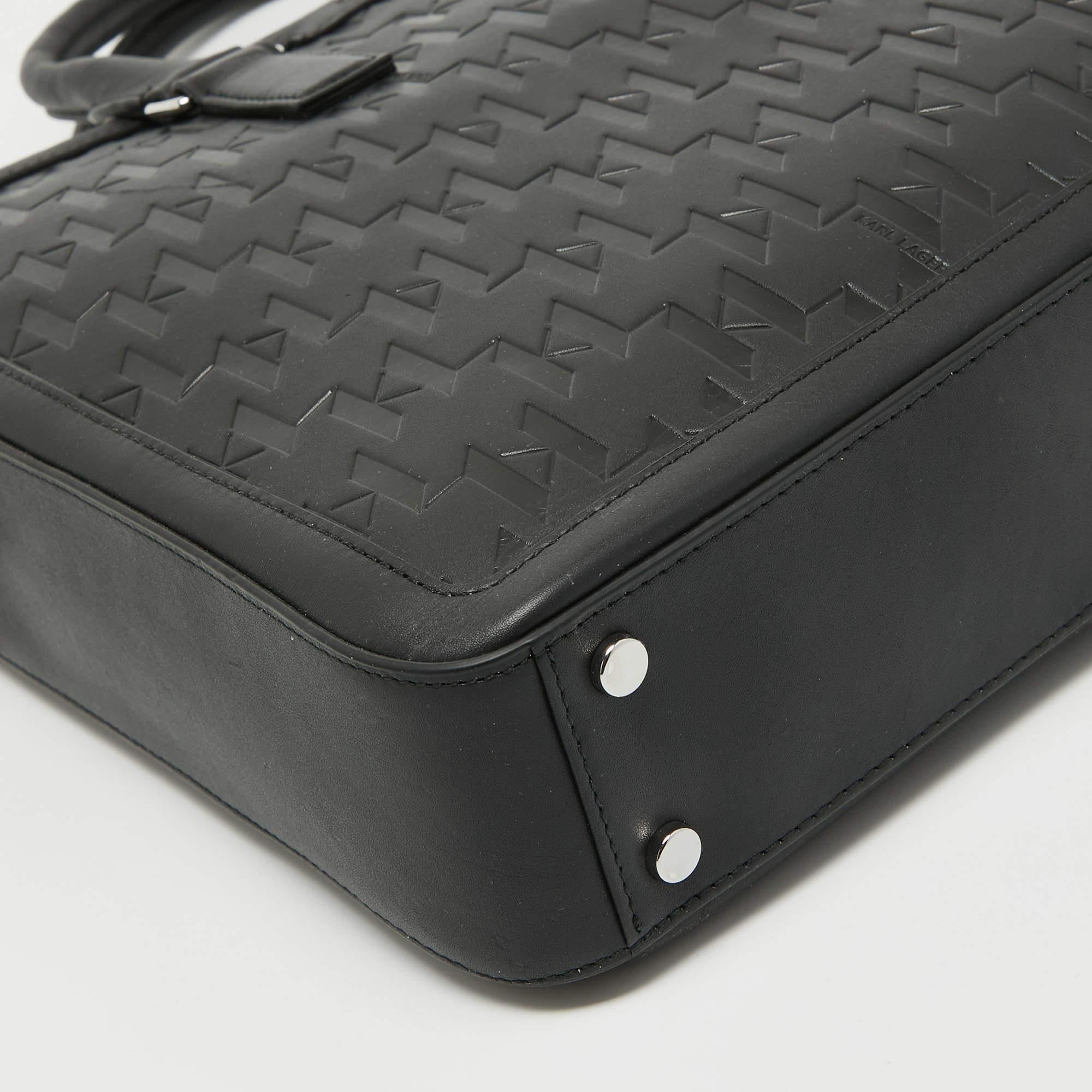 Karl Lagerfeld Black Leather K/Loom Briefcase 2