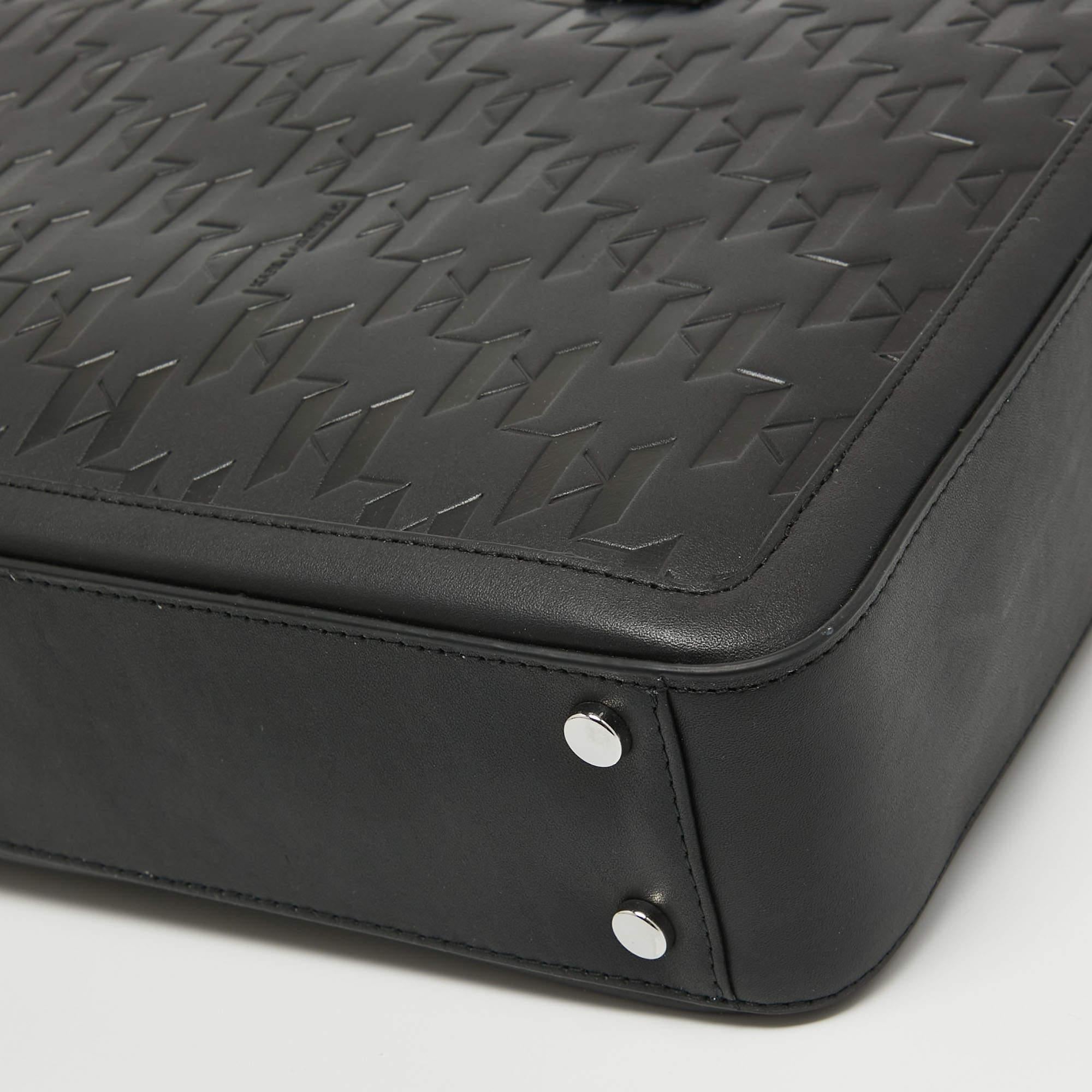 Karl Lagerfeld Black Leather K/Loom Briefcase 3