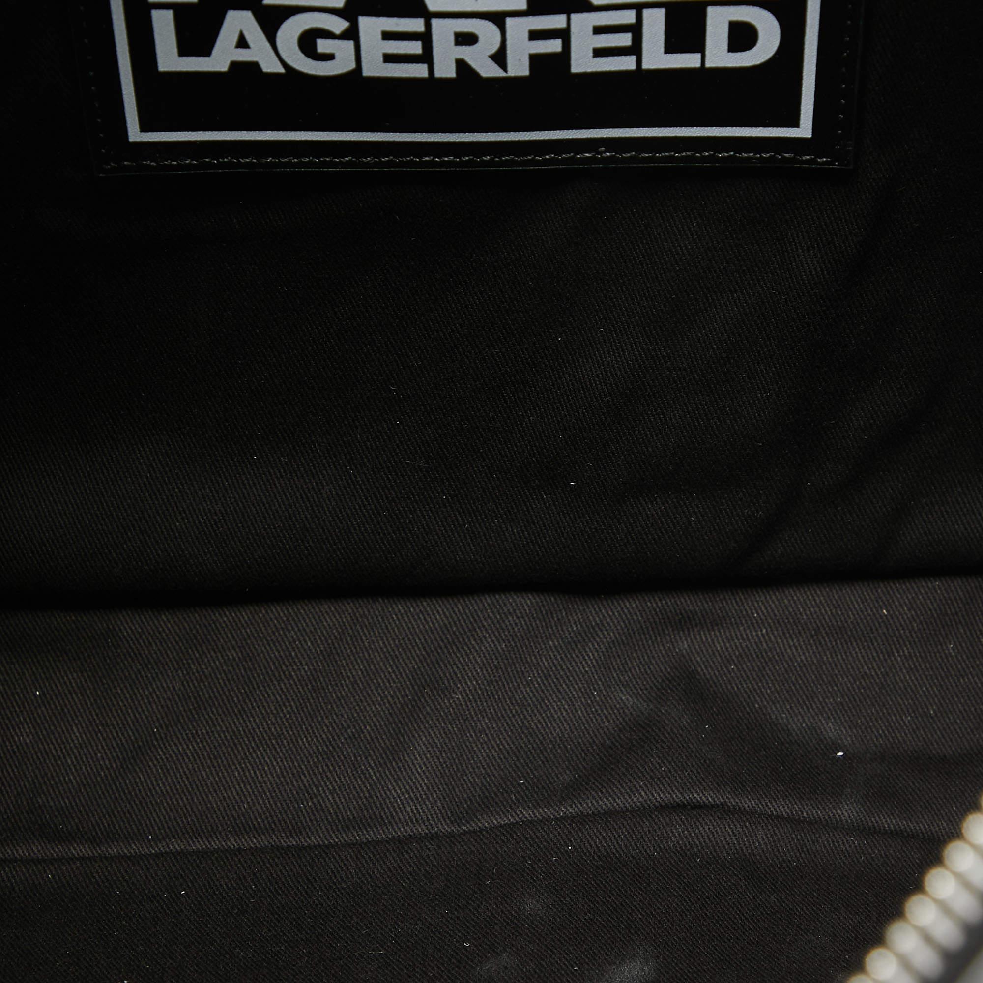 Karl Lagerfeld Black Leather K/Loom Briefcase 4