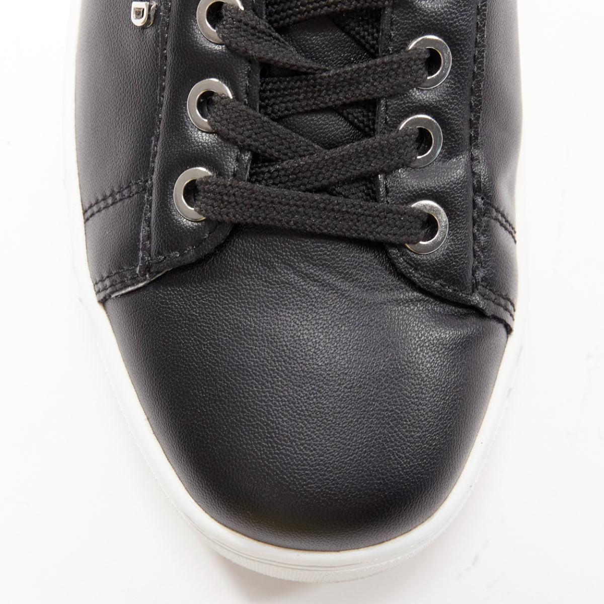 KARL LAGERFELD black leather silver logo chunky lace up sneakers EU38 For Sale 1