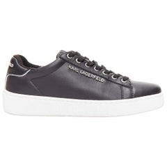 KARL LAGERFELD zapatillas con cordones gruesos en piel negra y logotipo plateado EU38