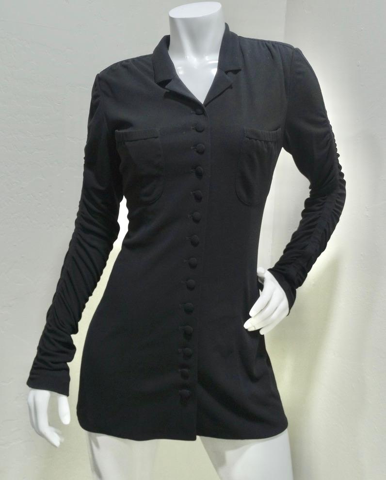 Women's Karl Lagerfeld Black Shirt Dress circa 1990's For Sale