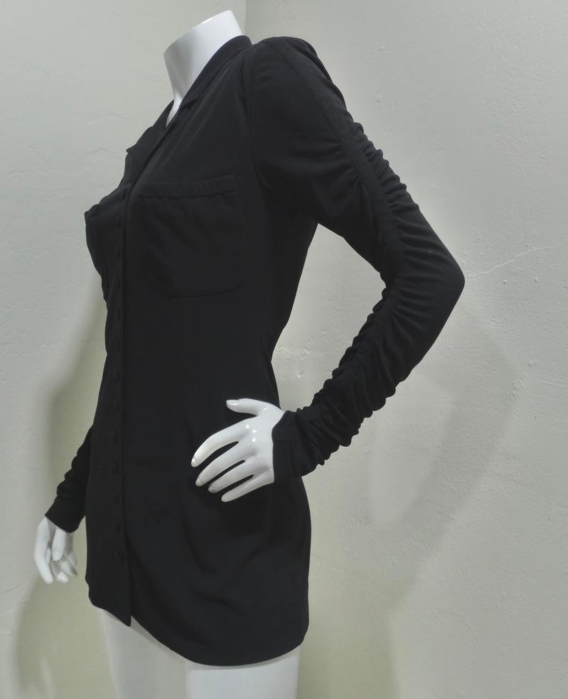 Karl Lagerfeld Black Shirt Dress circa 1990's For Sale 2