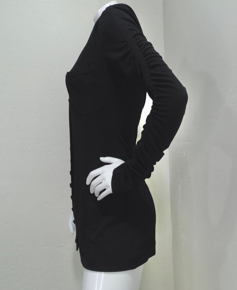 Karl Lagerfeld Black Shirt Dress circa 1990's For Sale 3