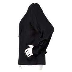 Karl Lagerfeld Black Silk Button-Up Cufflink Blouse circa 1980s
