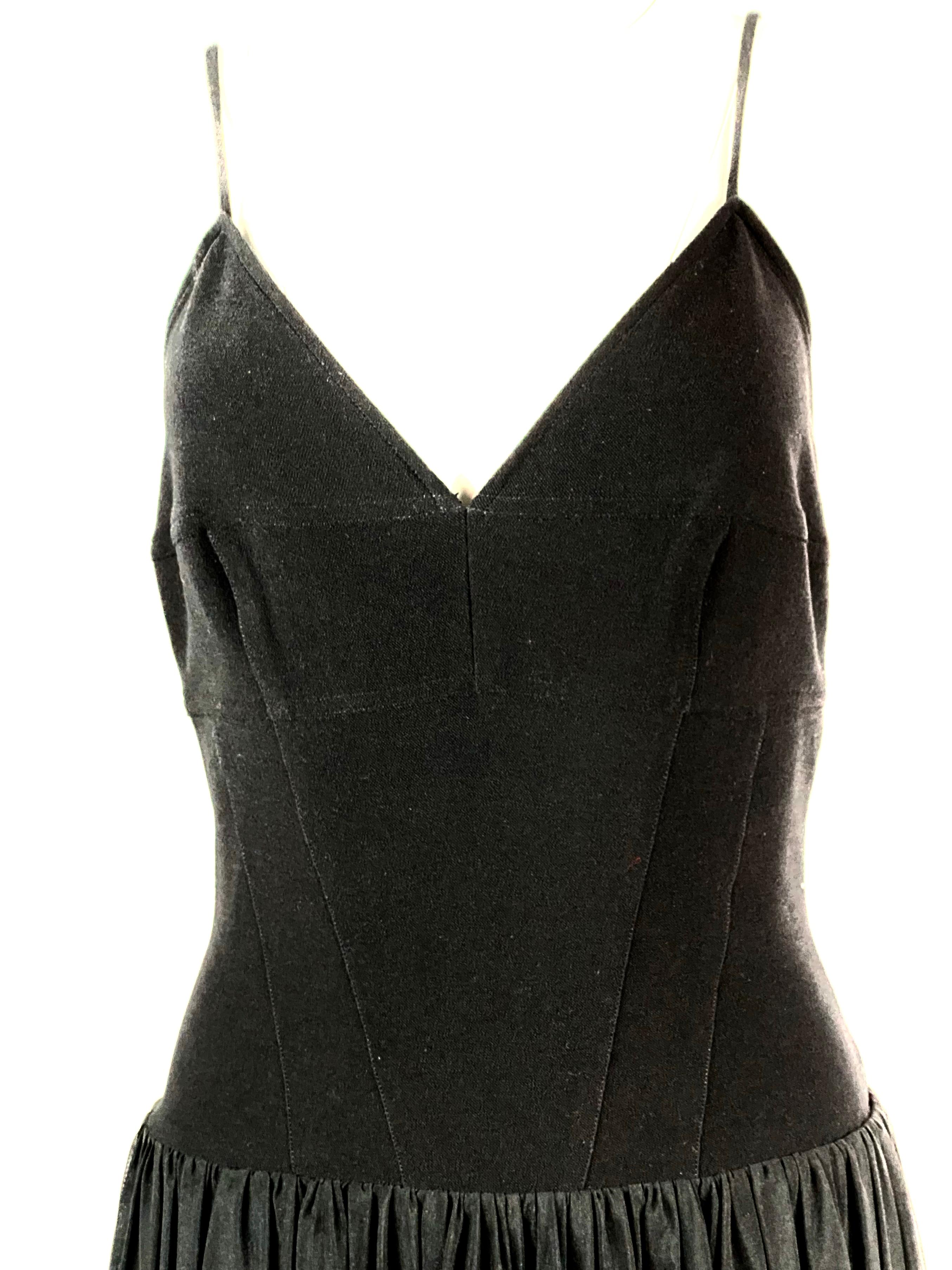 Karl Lagerfeld Black Spaghetti Strap Mini Dress Size 40 In Excellent Condition In Beverly Hills, CA