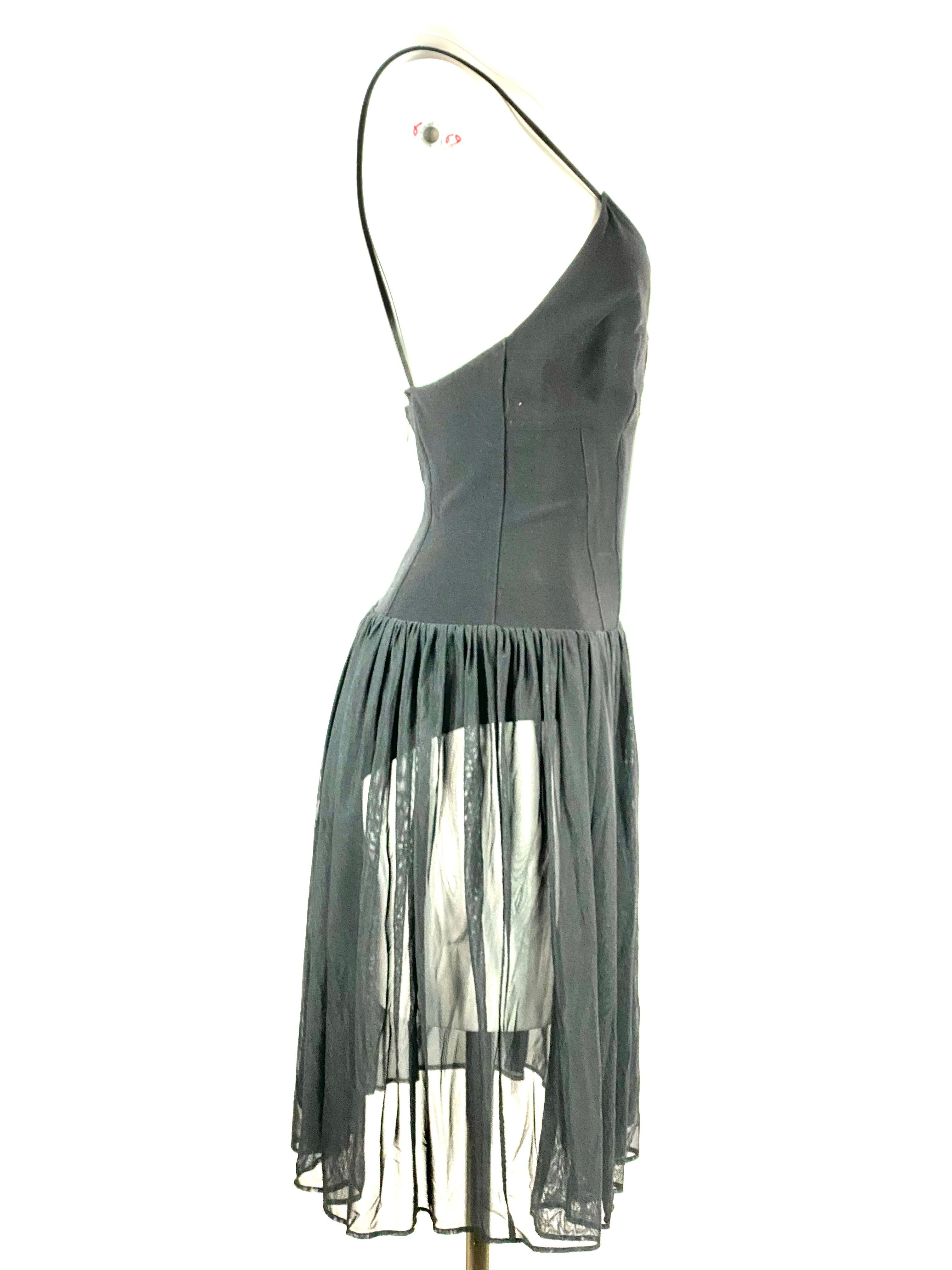 Karl Lagerfeld Black Spaghetti Strap Mini Dress Size 40 1
