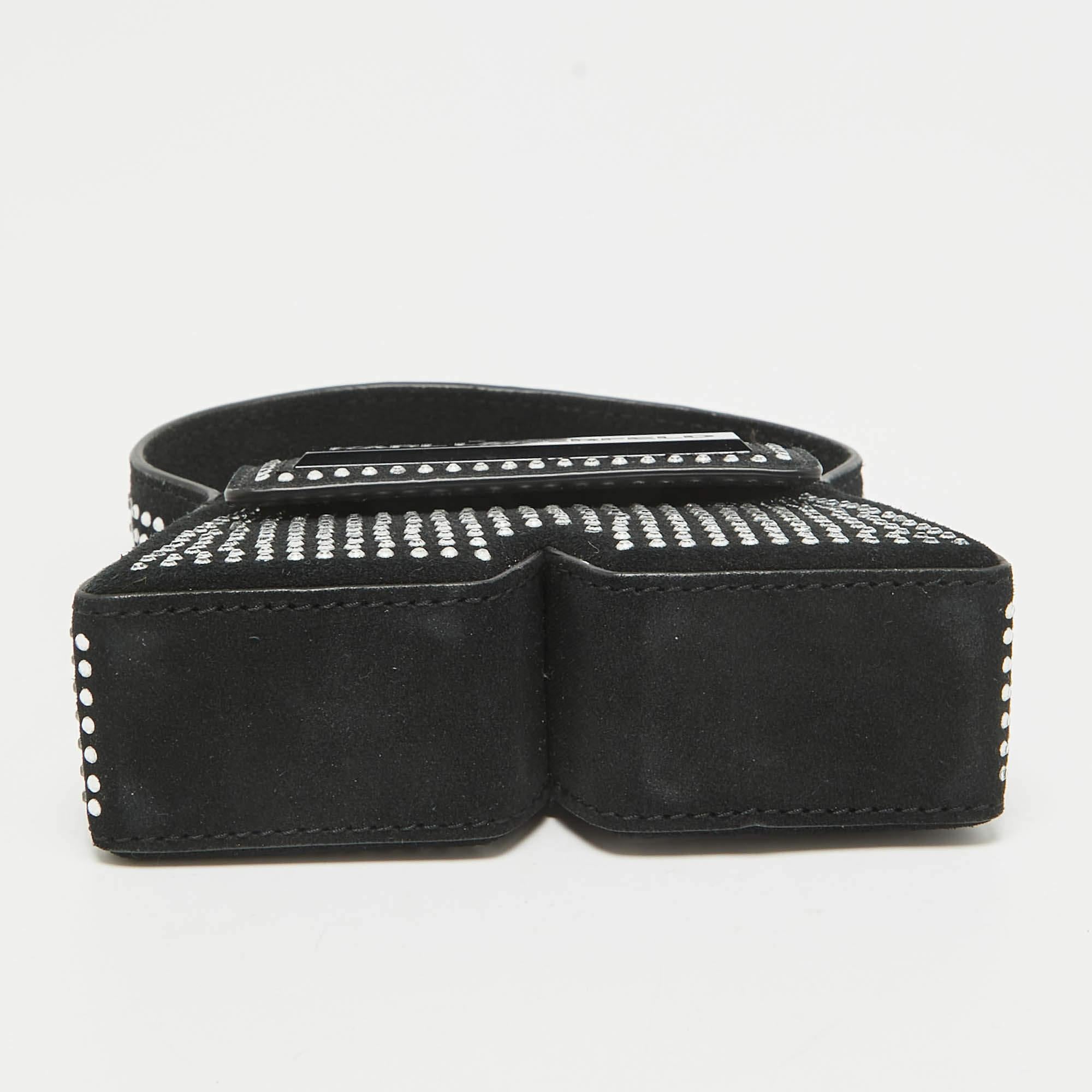 Karl Lagerfeld Black Suede Nano Crystals Ikon/K Bag For Sale 2