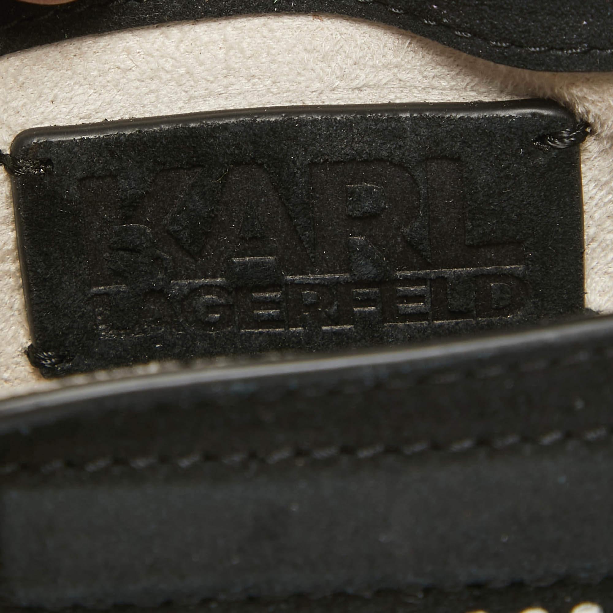 Karl Lagerfeld Black Suede Nano Crystals Ikon/K Bag For Sale 4