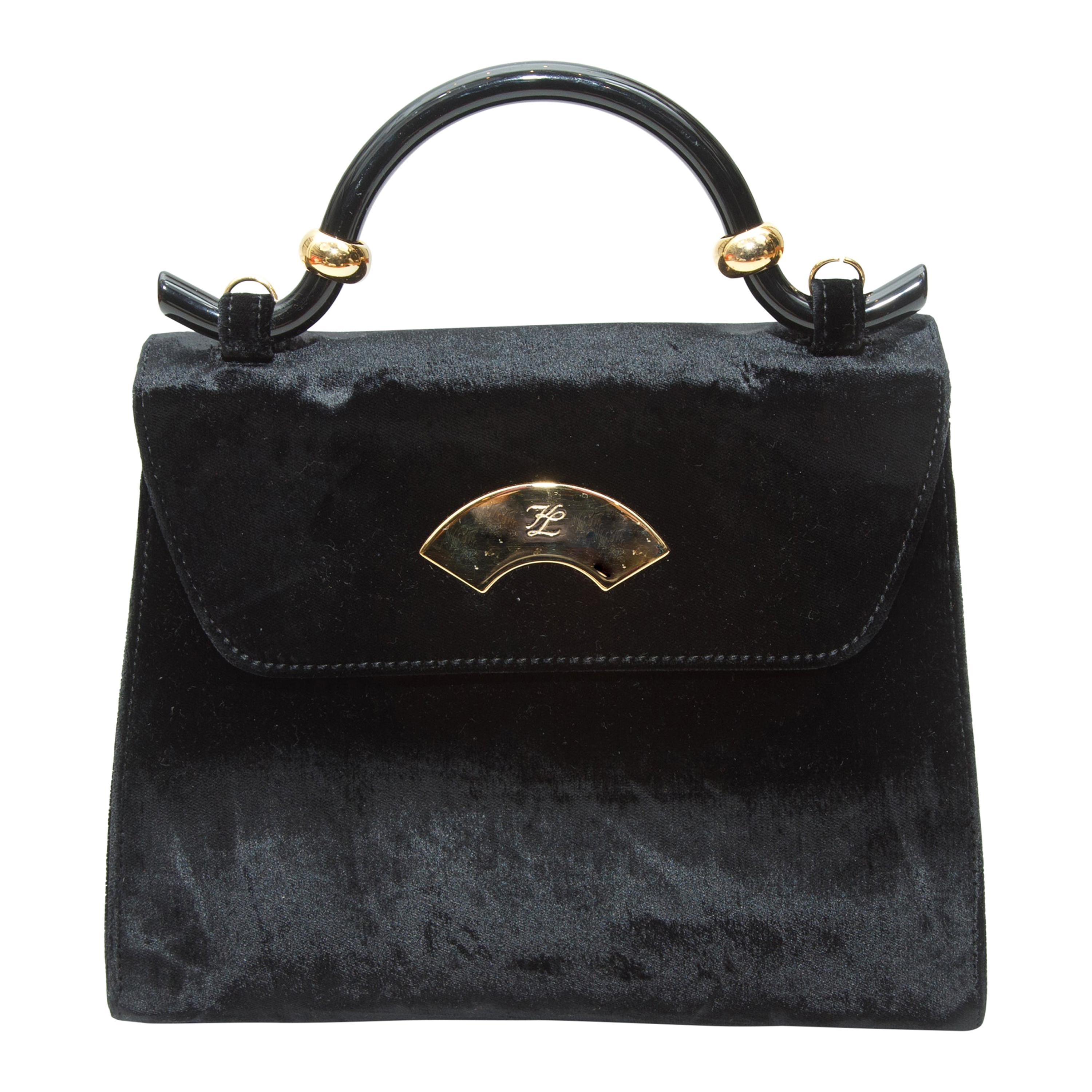 Karl Lagerfeld Black Velvet Crossbody Bag