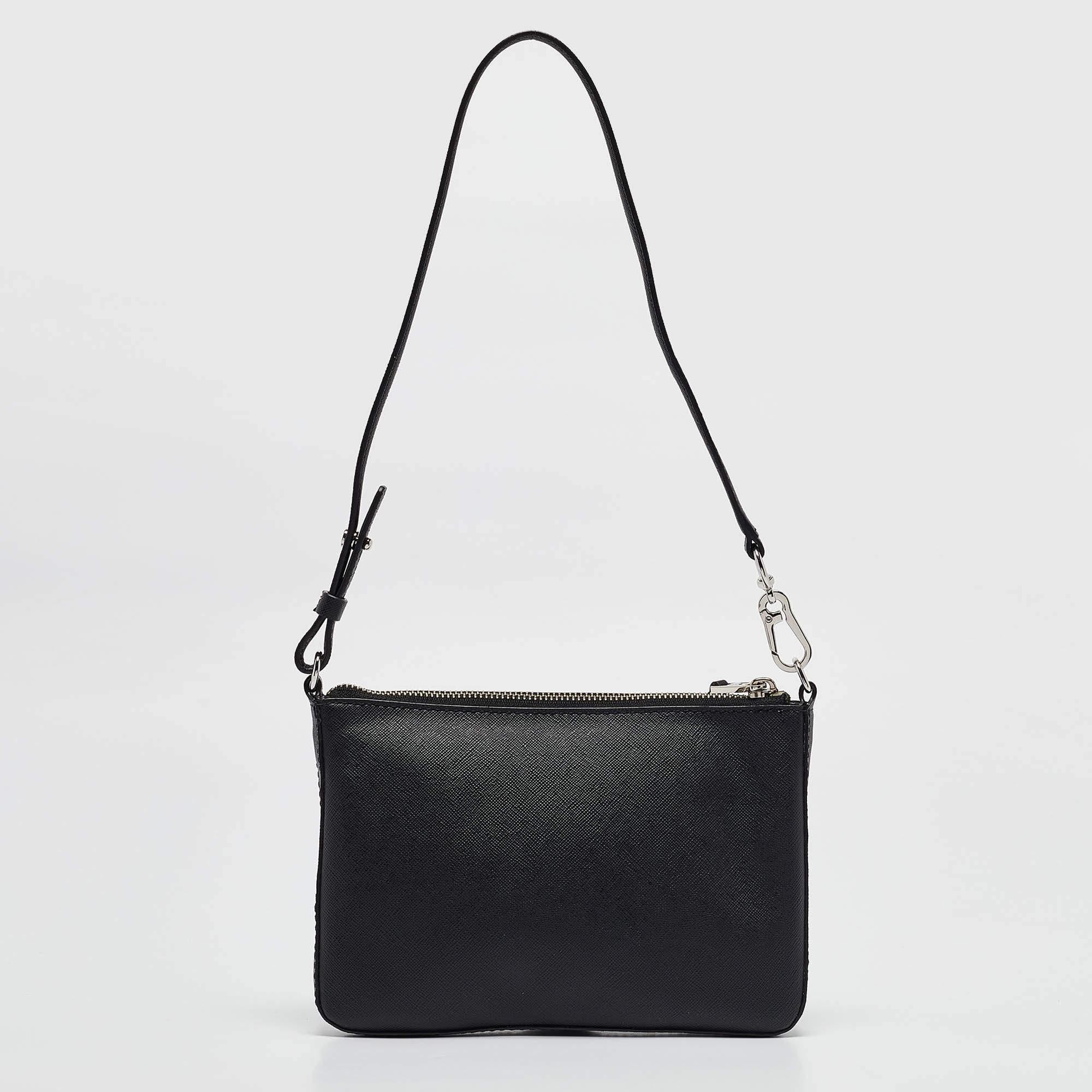 Karl Lagerfeld - Sac à bandoulière en simili-cuir noir/blanc avec appareil photo Excellent état - En vente à Dubai, Al Qouz 2