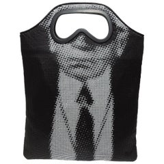 Karl Lagerfeld Schwarz-Weiß-Tasche mit Ketten-Etuidruck in limitierter Auflage