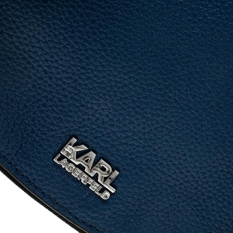 Karl Lagerfeld Blue Leather Small K Crossbody Bag 3