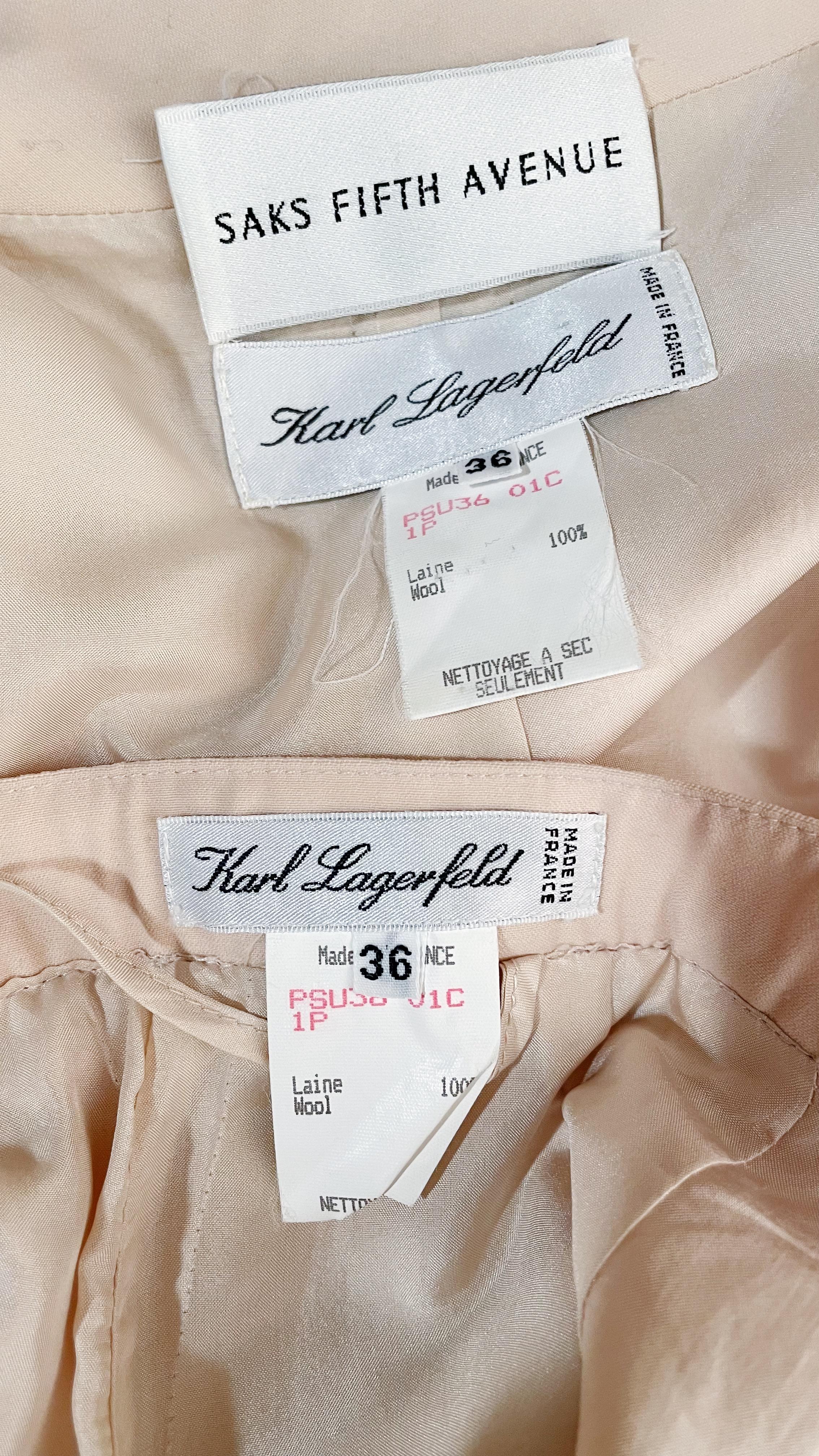 Karl Lagerfeld Blush Skirt Suit For Sale 2