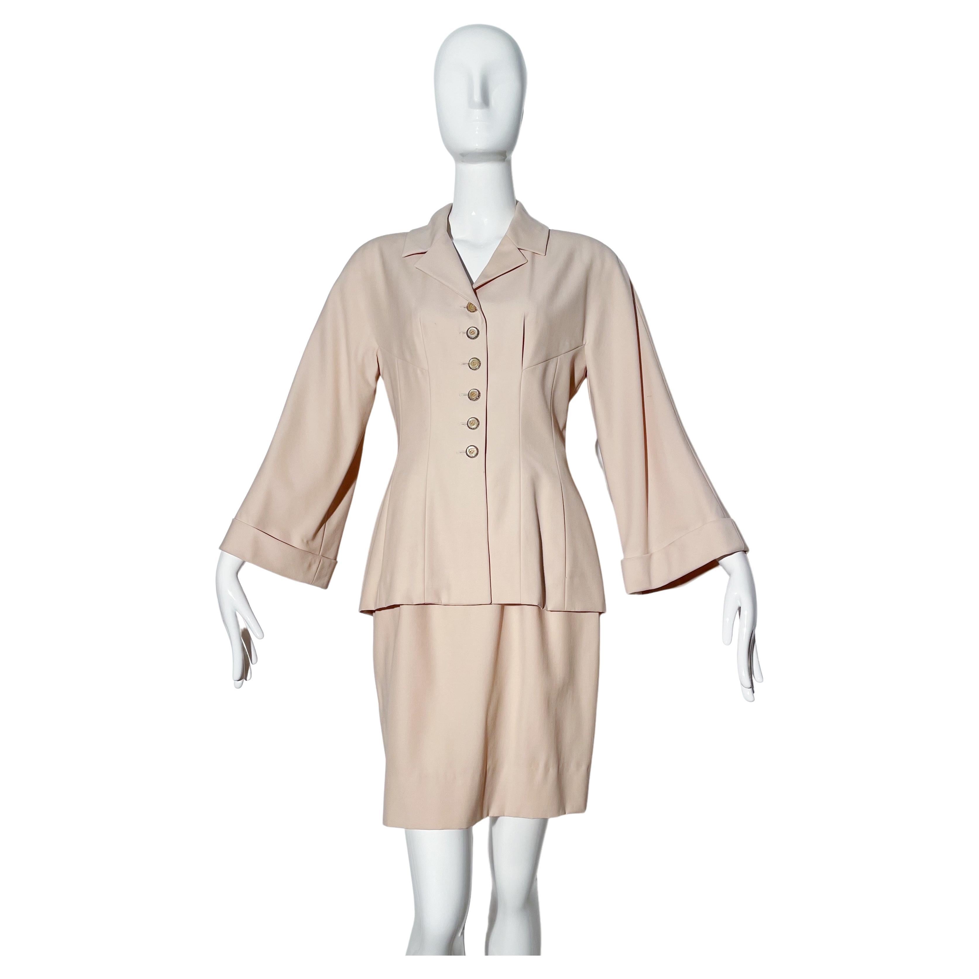 Karl Lagerfeld Blush Skirt Suit For Sale