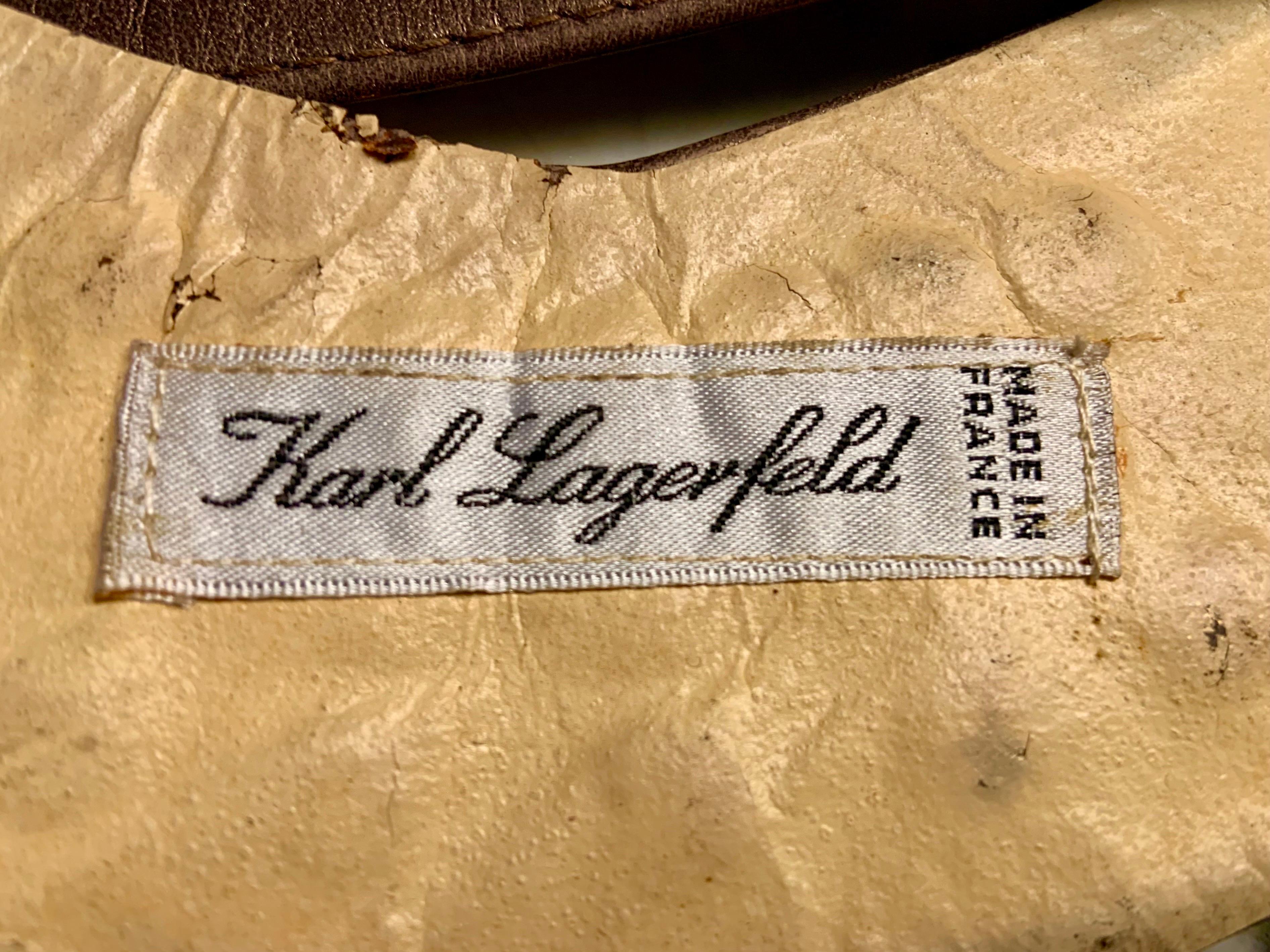 Karl Lagerfeld - Ceinture en cuir bronze, décorée de perles dorées en vente 2