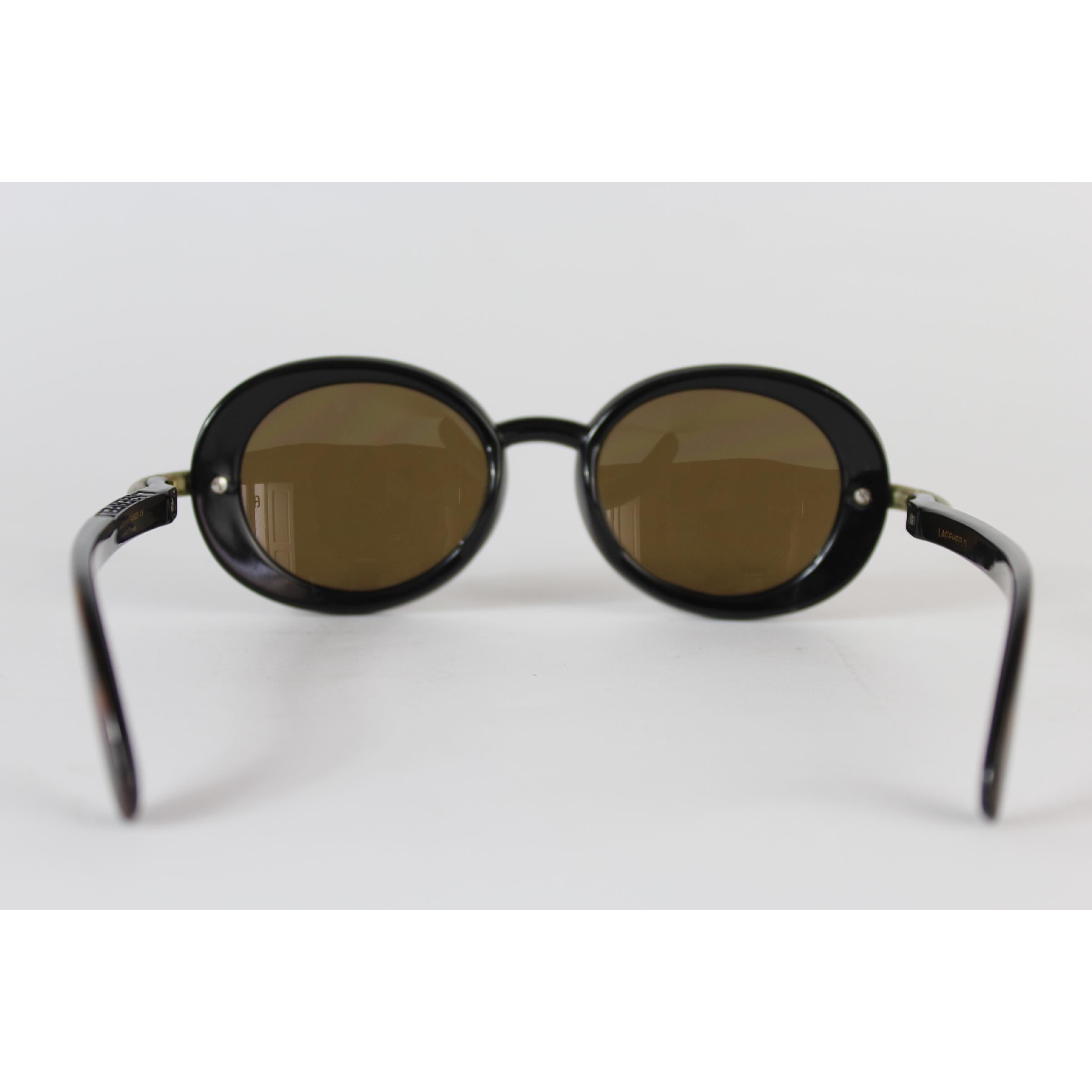 Women's Karl Lagerfeld Brown Tortoise Round Lenses PC Cridalon Sunglasses 1990s