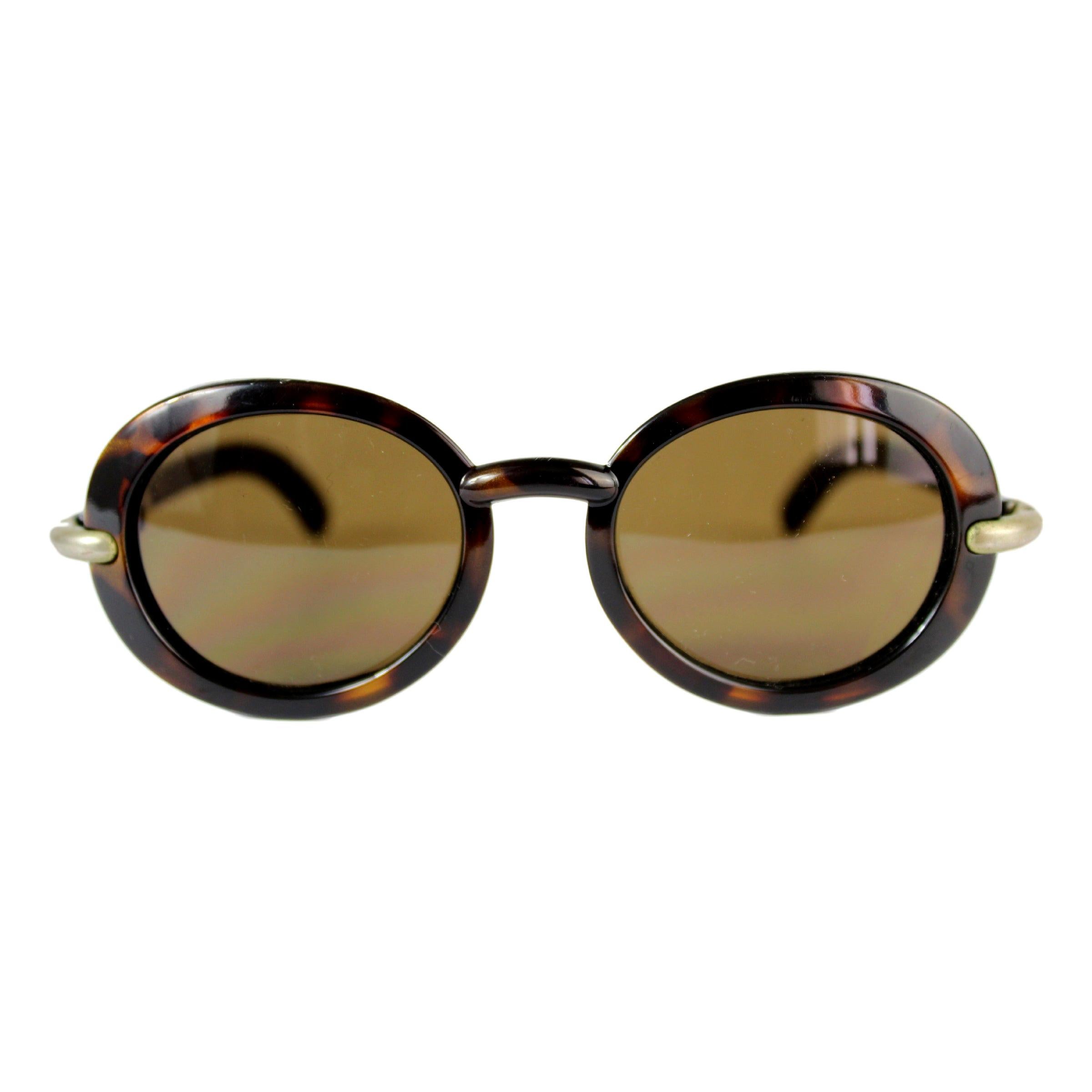 Karl Lagerfeld Brown Tortoise Round Lenses PC Cridalon Sunglasses 1990s