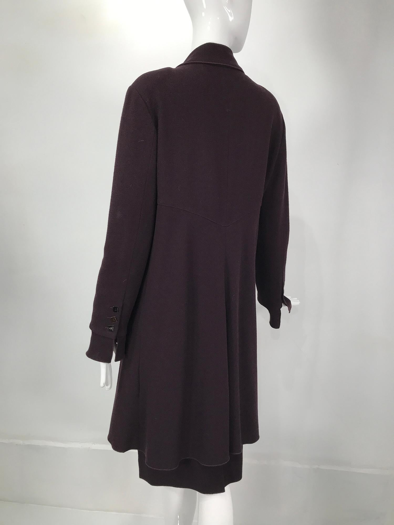 Women's Karl Lagerfeld Burgundy Wool Crepe Coat & Skirt Set 1980s 