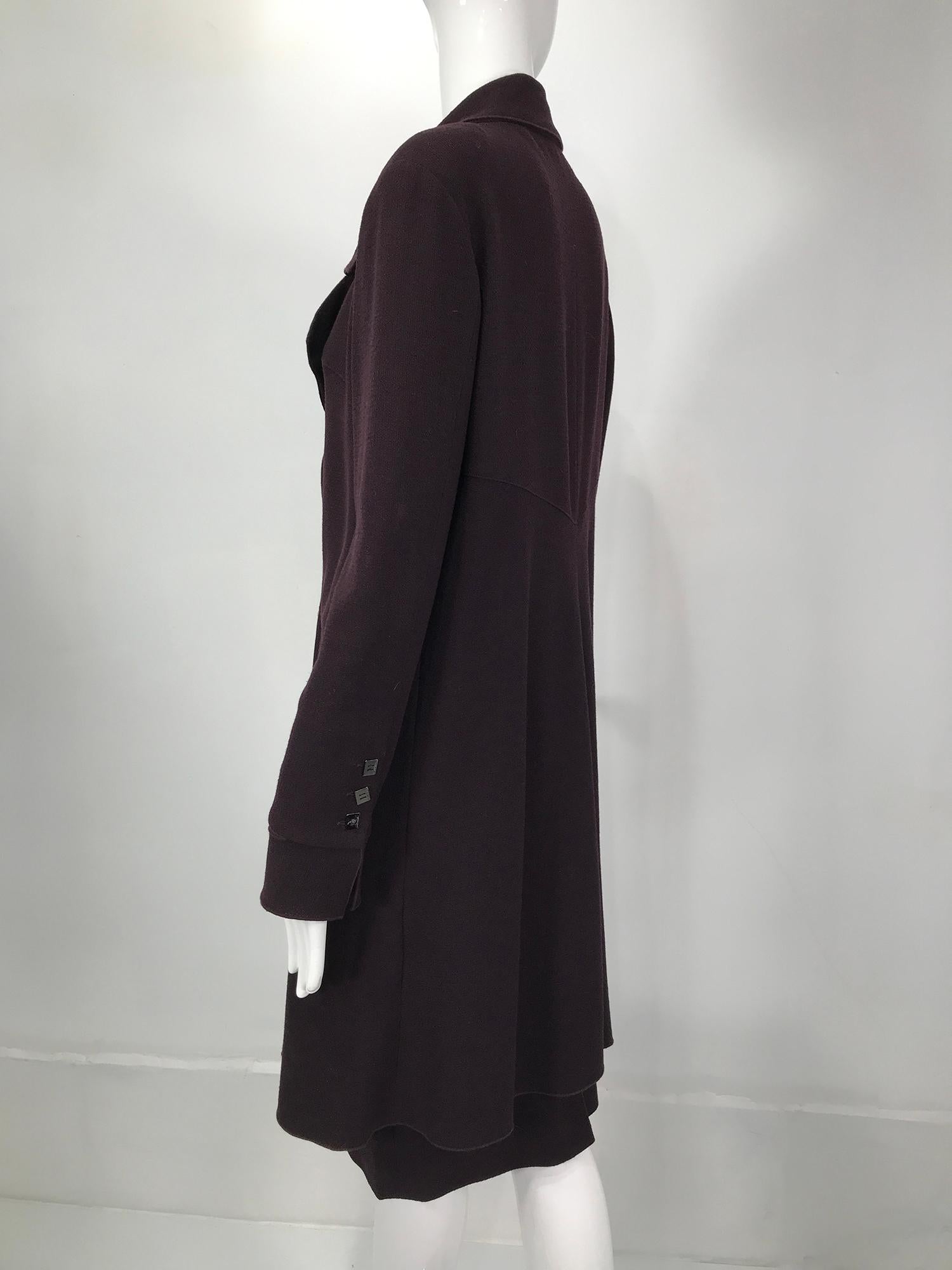 Karl Lagerfeld Burgundy Wool Crepe Coat & Skirt Set 1980s  1