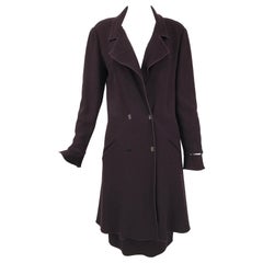 Karl Lagerfeld Burgundy Wool Crepe Coat & Skirt Set 1980s