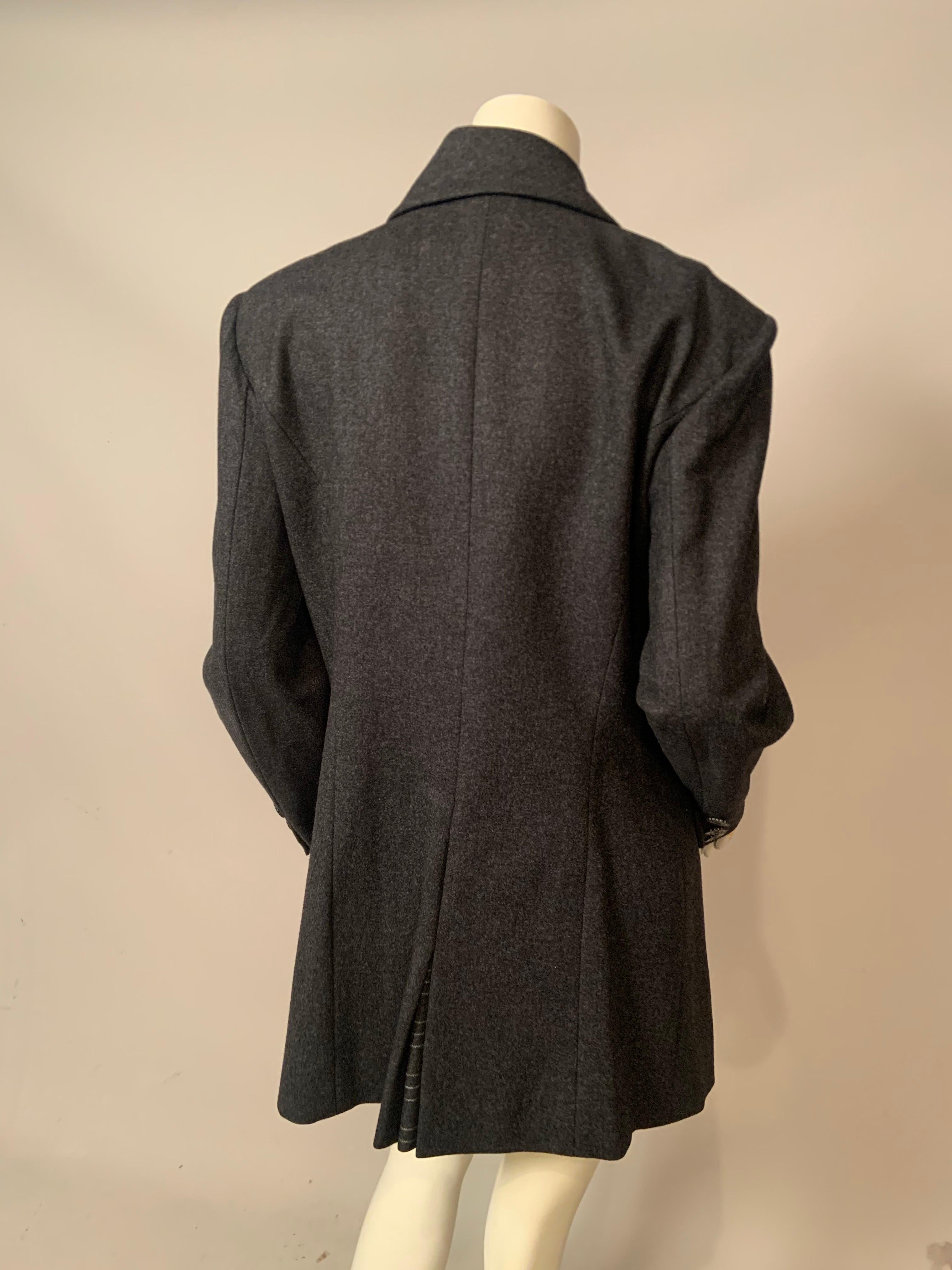 Karl Lagerfeld Anthrazitgraue Wolljacke mit gestreiften Wollakzenten im Angebot 5