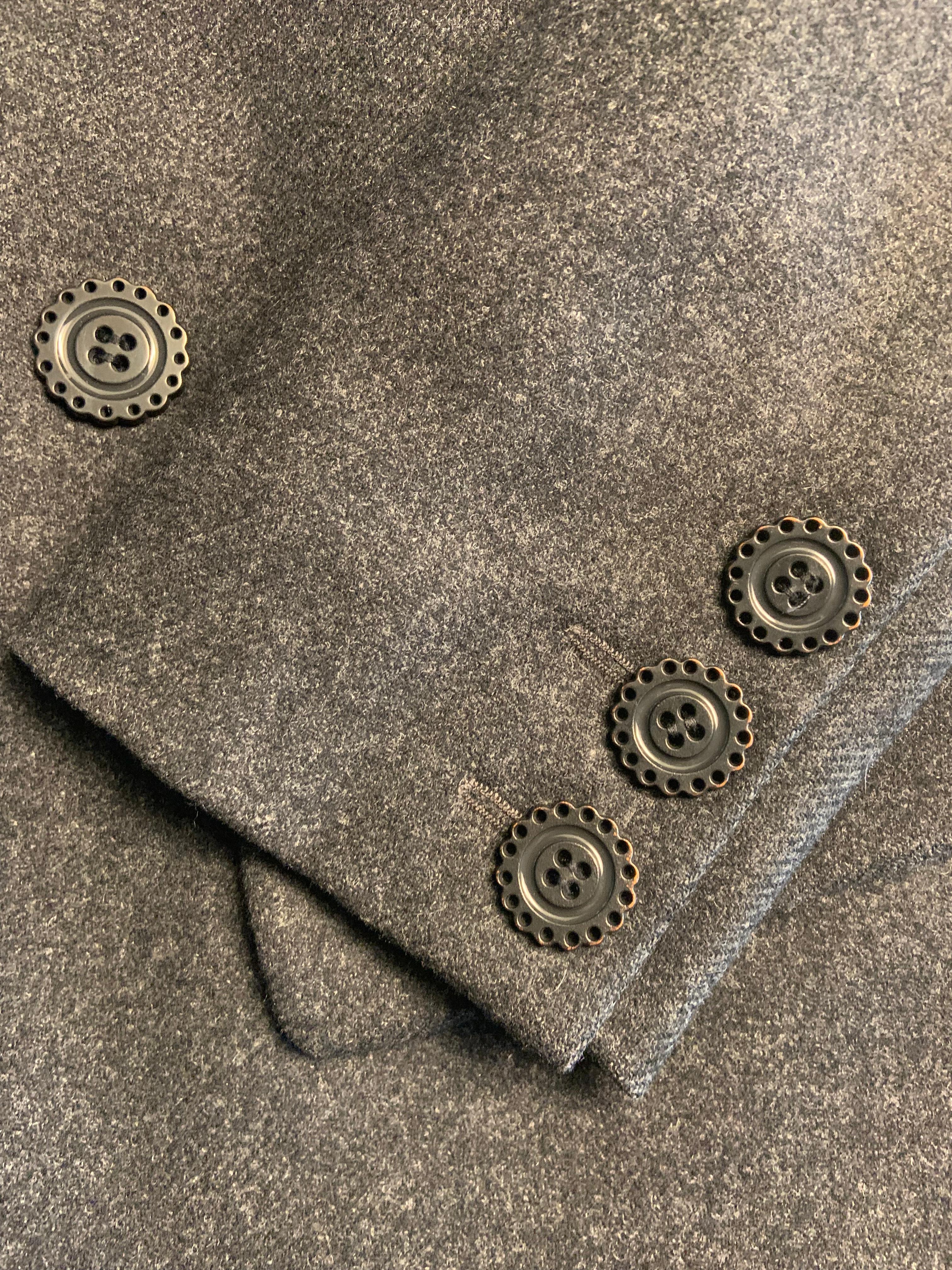 Karl Lagerfeld Anthrazitgraue Wolljacke mit gestreiften Wollakzenten im Angebot 2