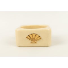 Karl Lagerfeld Cuff Bracelet in Beige Bakelite