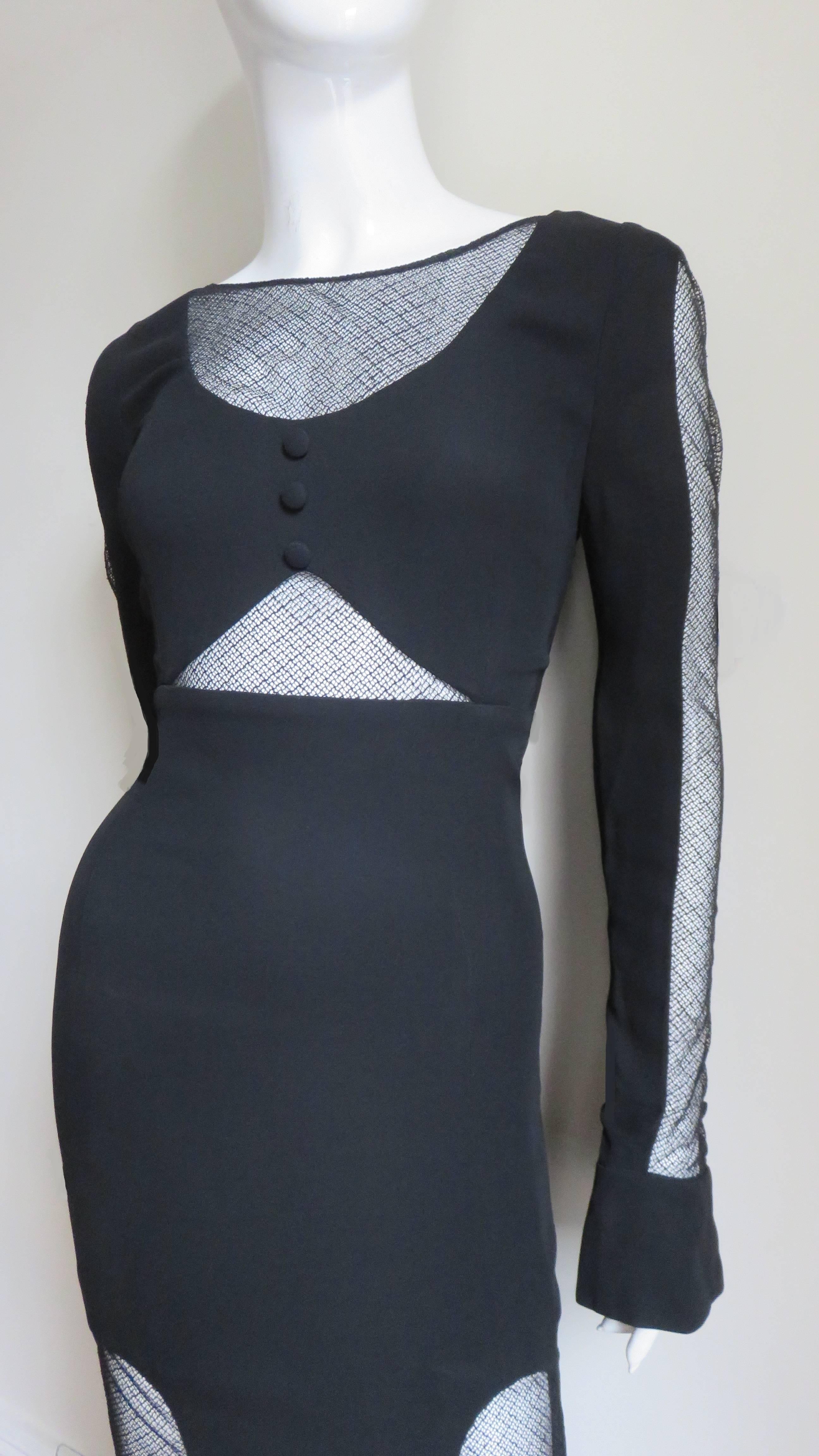 Black Karl Lagerfeld Dress with Cut outs 1980s For Sale