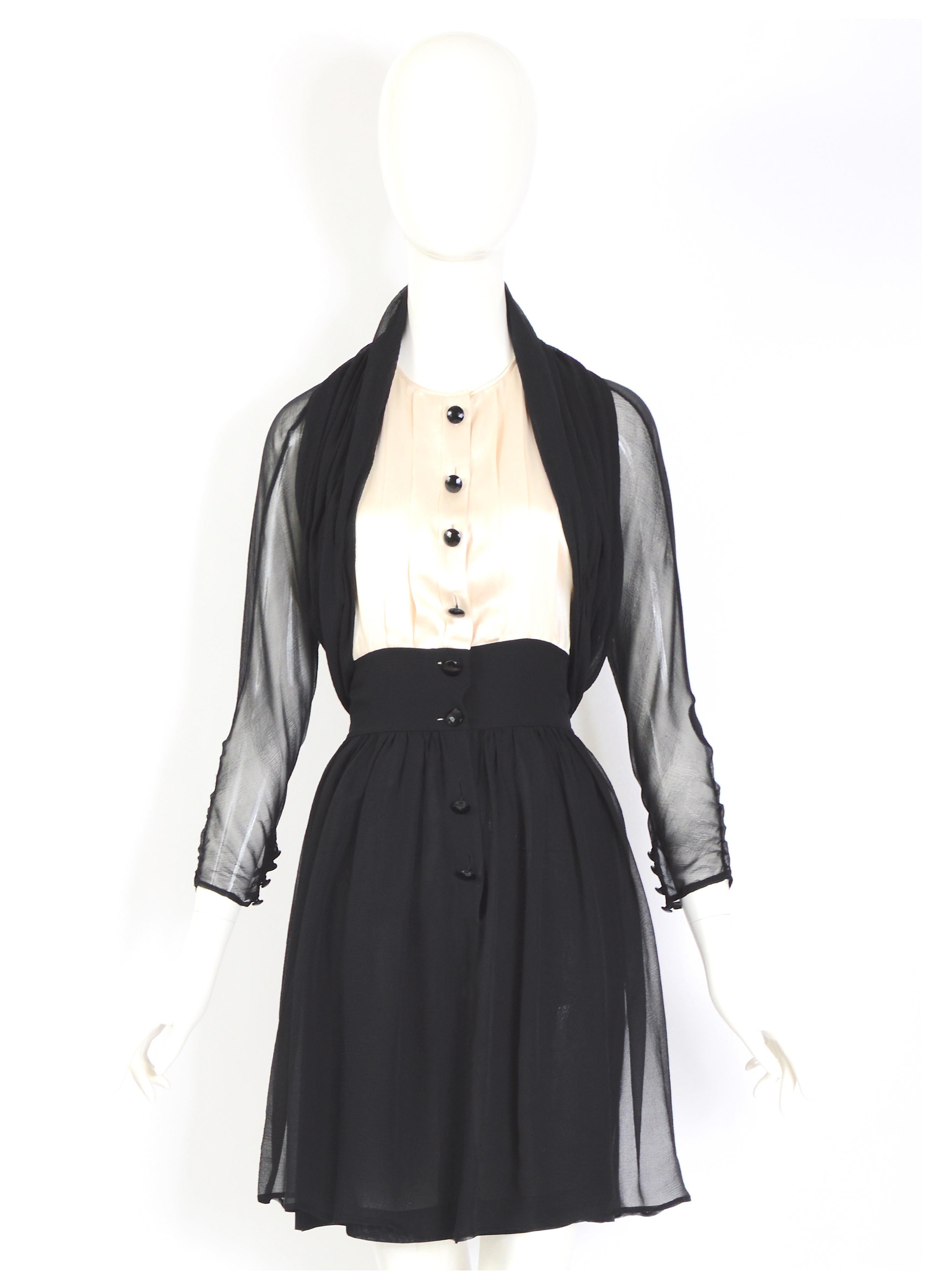 Karl Lagerfeld documented vintage Fall 1988/89 collection black silk dress 10