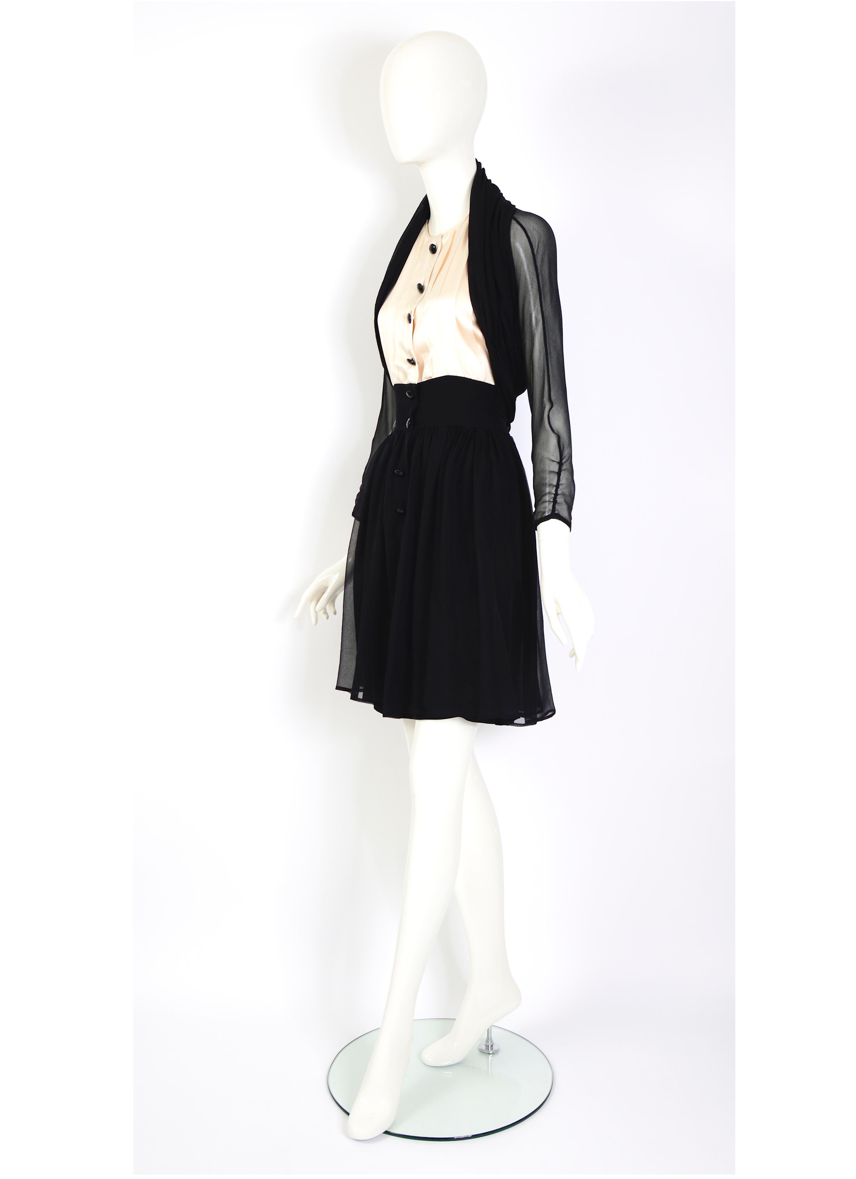 Karl Lagerfeld documented vintage Fall 1988/89 collection black silk dress In Excellent Condition In Antwerp, BE