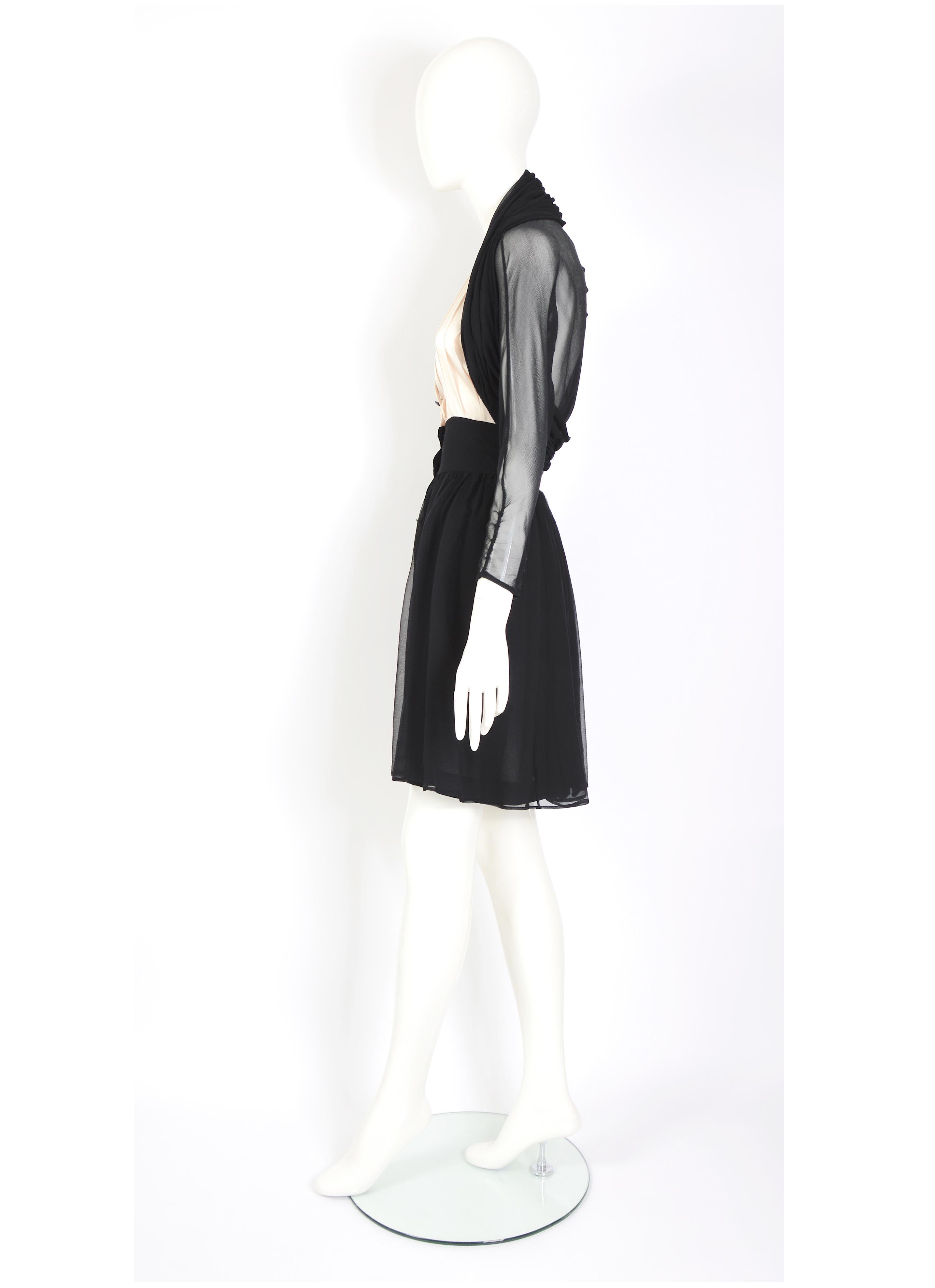 Women's Karl Lagerfeld documented vintage Fall 1988/89 collection black silk dress