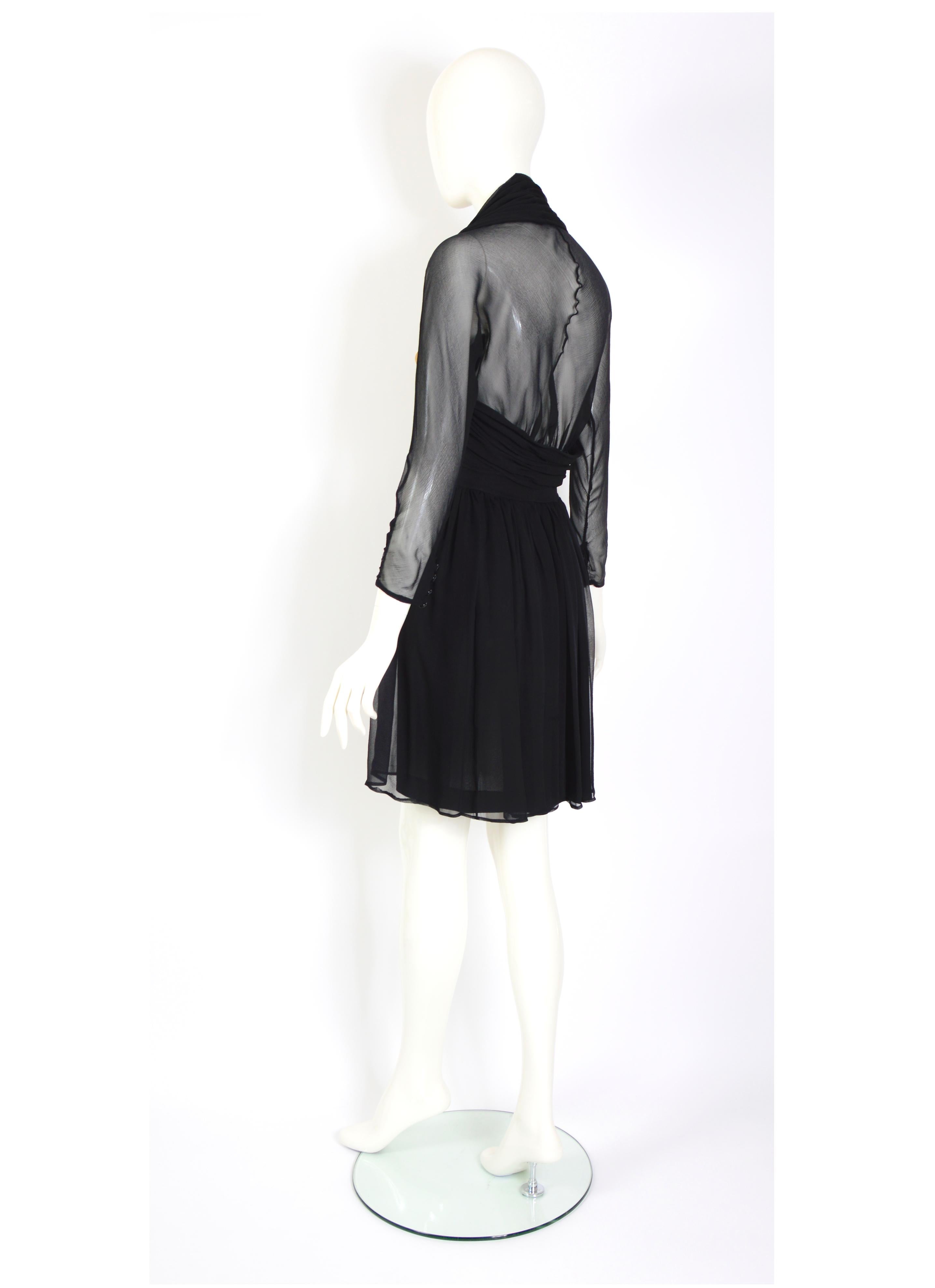Karl Lagerfeld documented vintage Fall 1988/89 collection black silk dress 1